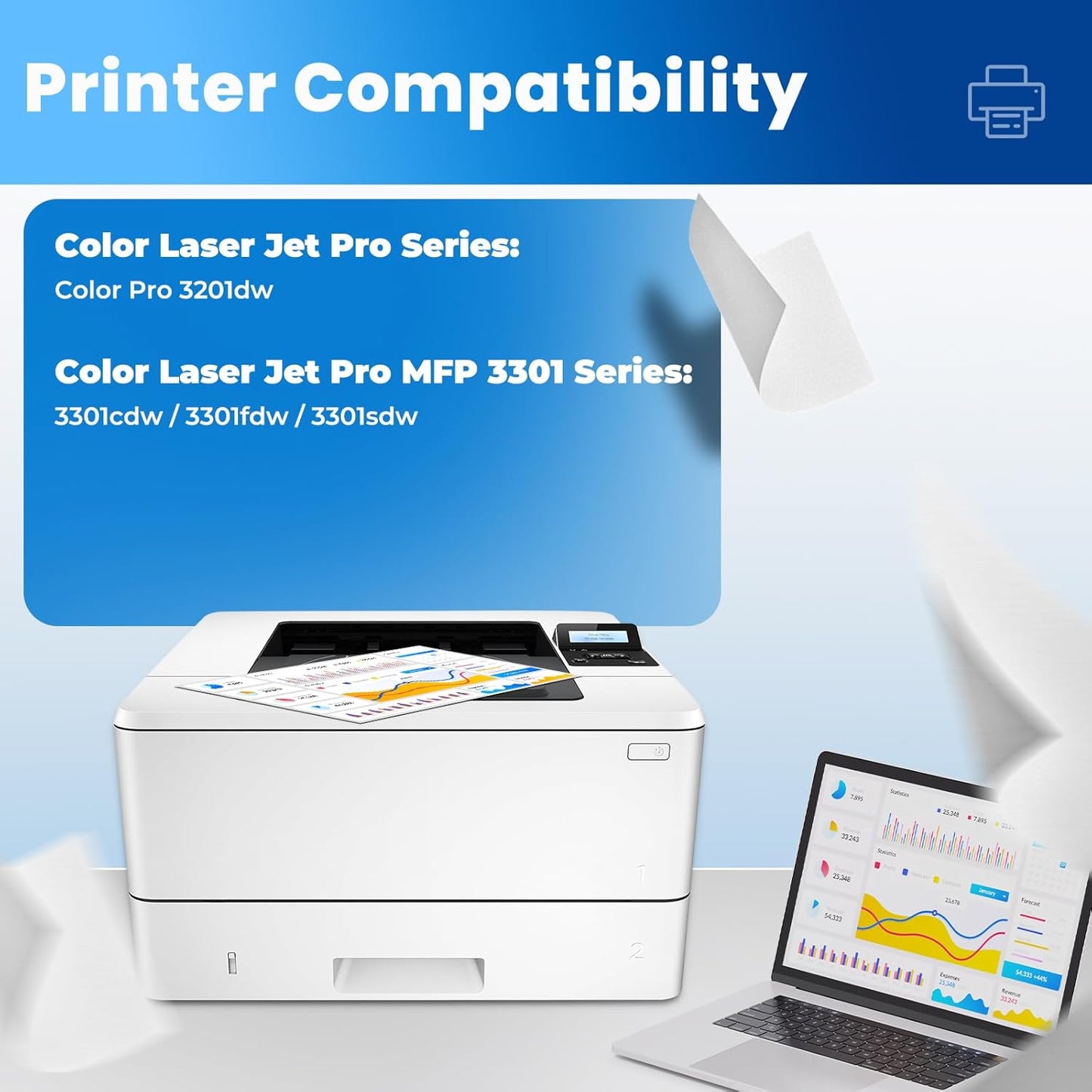 218X Toner Cartridges 4 Pack Color Laser Jet Pro 3201, MFP 3301 (with CHIP) Compatible for HP 218X 218A Toner Cartridge | HP218X HP218A Works with Color Laser Pro 3201dw MFP 3301fdw 3301sdw 3301cdw