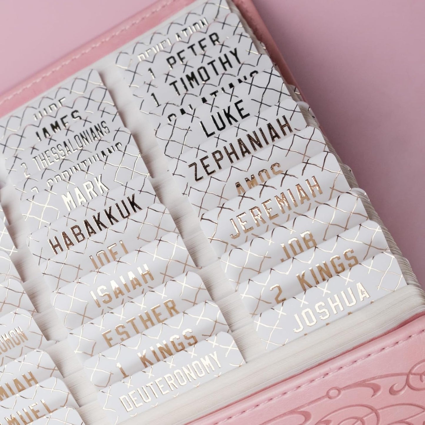 UPAFEXXI-Laminated Bible Tabs (Gold Foil Embossed Lettering), Bible Tabs for Women and Men, Reposition Large Print Stickers, Easy to Read and Apply, 80Chapters Labels for Easy Navigation(White)