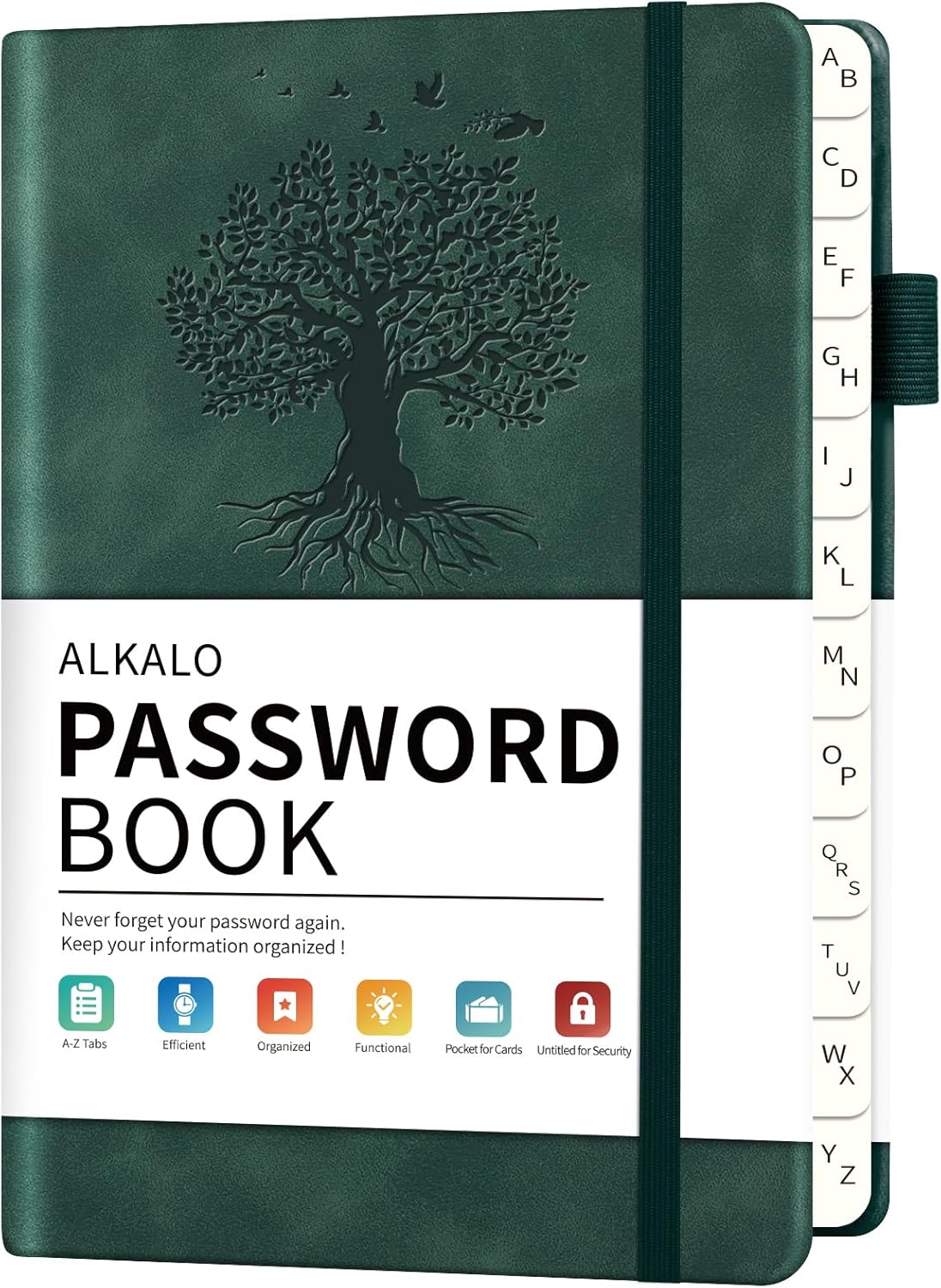 Password Book with Alphabetical Tabs, 4.5"x5.9"Small Pocket Password Keeper Book, 160 Pages/100GSM Hardcover Notebook, Password Organizer for Internet Website Address Login