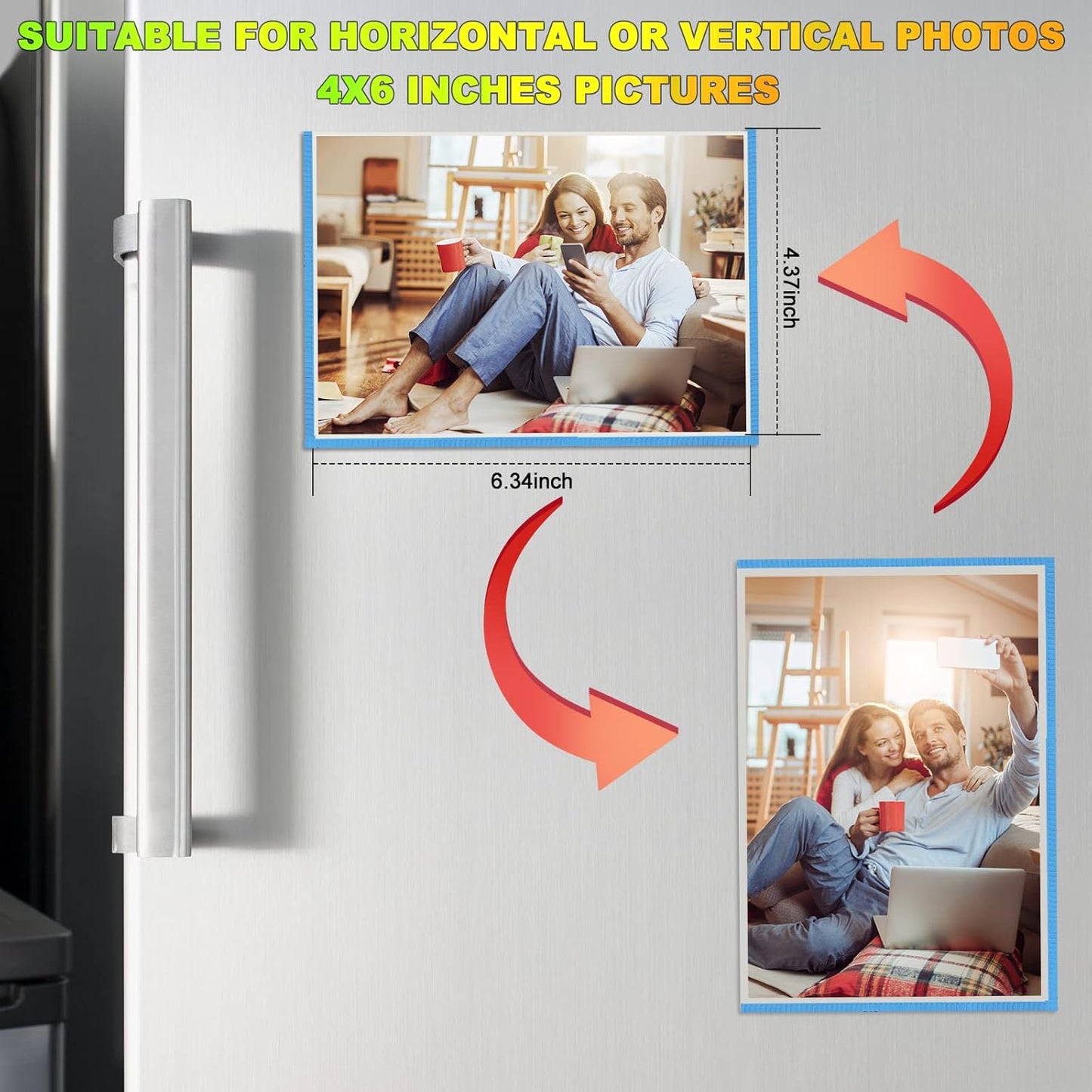 Blue Magnetic Picture Frame 4X6 for Refrigerator 10 Pack,Photo Magnets Sleeves