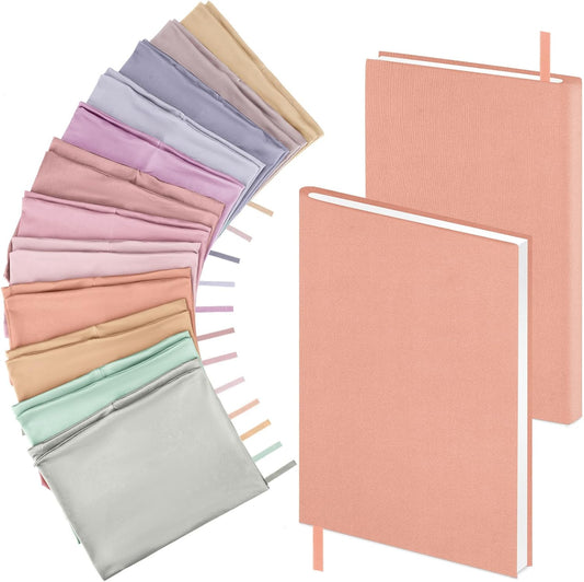 PerKoop 12 Pcs Jumbo Book Covers Stretchable Fabric School Book Protector Reusable Washable Cover Protector for Most Hardcover Textbooks(Pastel Colors,6 x 9 Inch)
