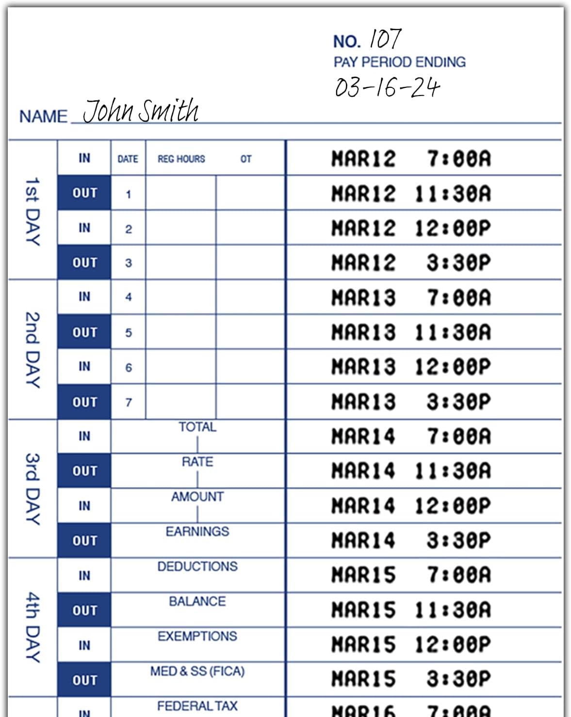 Nile Products - 200 Authorized Single Sided Time Cards for Pyramid Manual Side Print Timeclock and Document Stamp [ NP35100-PK2], Pyramid 35100-10 Compatible (4 W x 9 H Inches) - 200 Time Cards