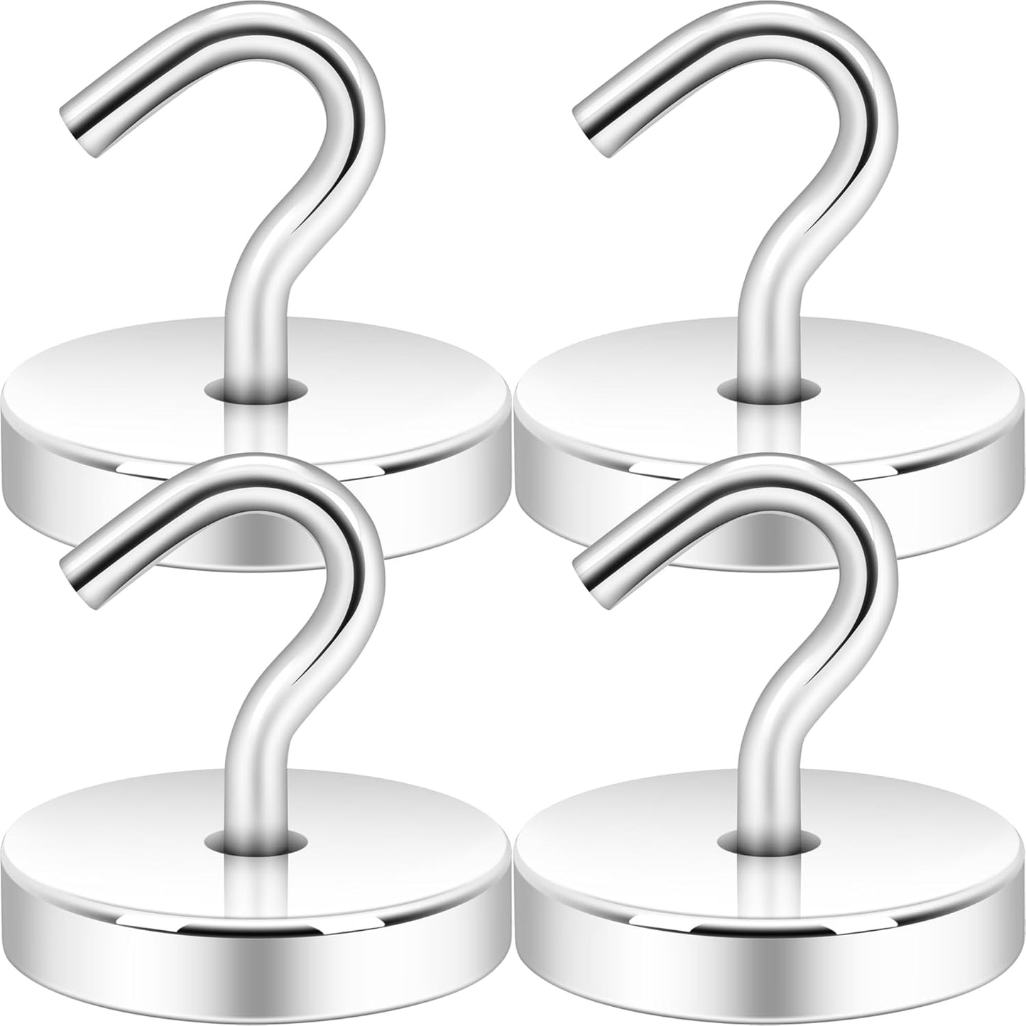 Neosmuk Magnetic Hooks, Heavy Duty 170lb+ Strong Magnets for Cruise Cabins, Ship Essentials, Large Metal Hooks for Hanging on Fridge(Silver,Pack of 4)