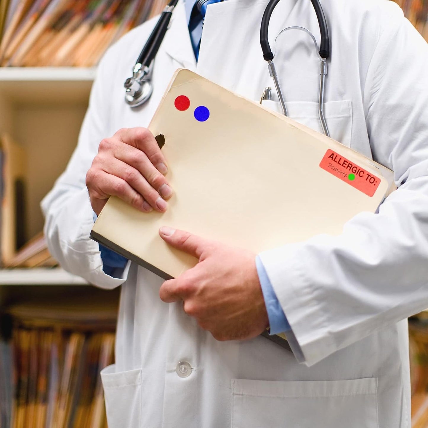 ChromaLabel 1.50 Inch Round Label Permanent Color Code Dot Stickers, 500 Labels per Dispenser Box, Red