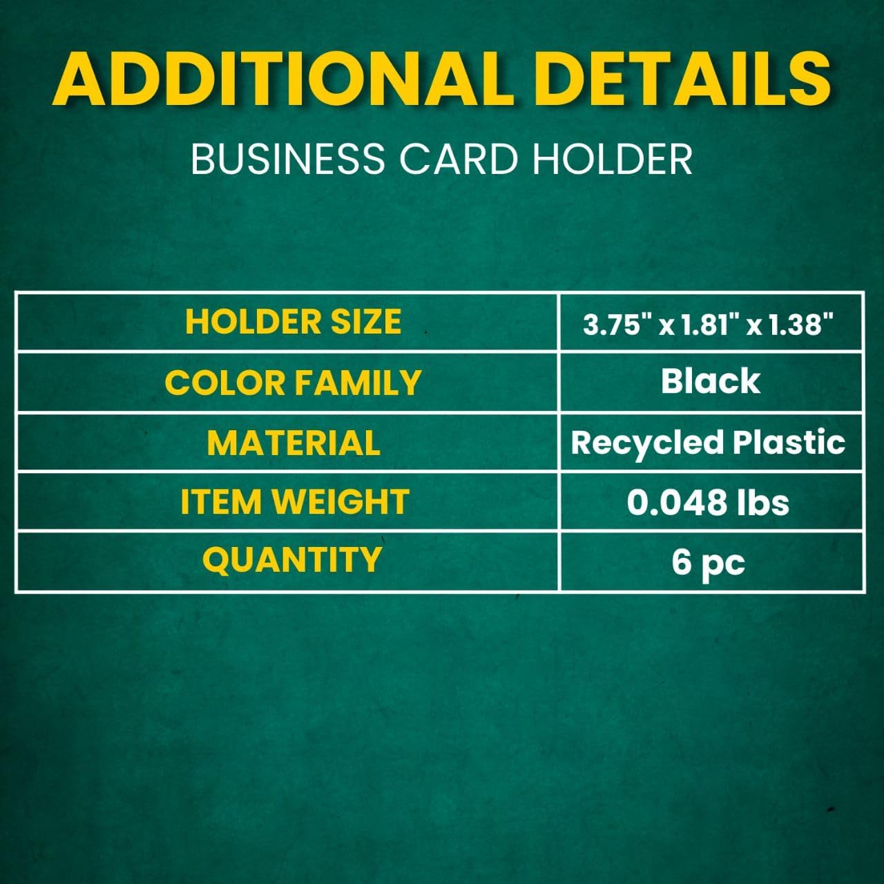 Always23 Business Card Holder for Desk, Black Business Card Holder Display Stand, Plastic, 3 3/4" x 1 13/16" x 1 3/8" - 6 Pack