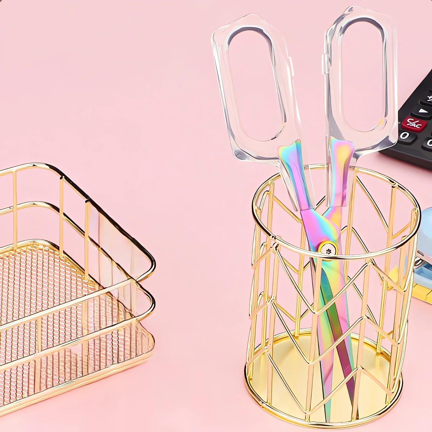 Jasni 6.5 inch Transparent office School scissors Comfort-Grip stainless steel Sharp student handmade household rust resistant non adhesive Craft Sewing scissors (6.5 Inch)