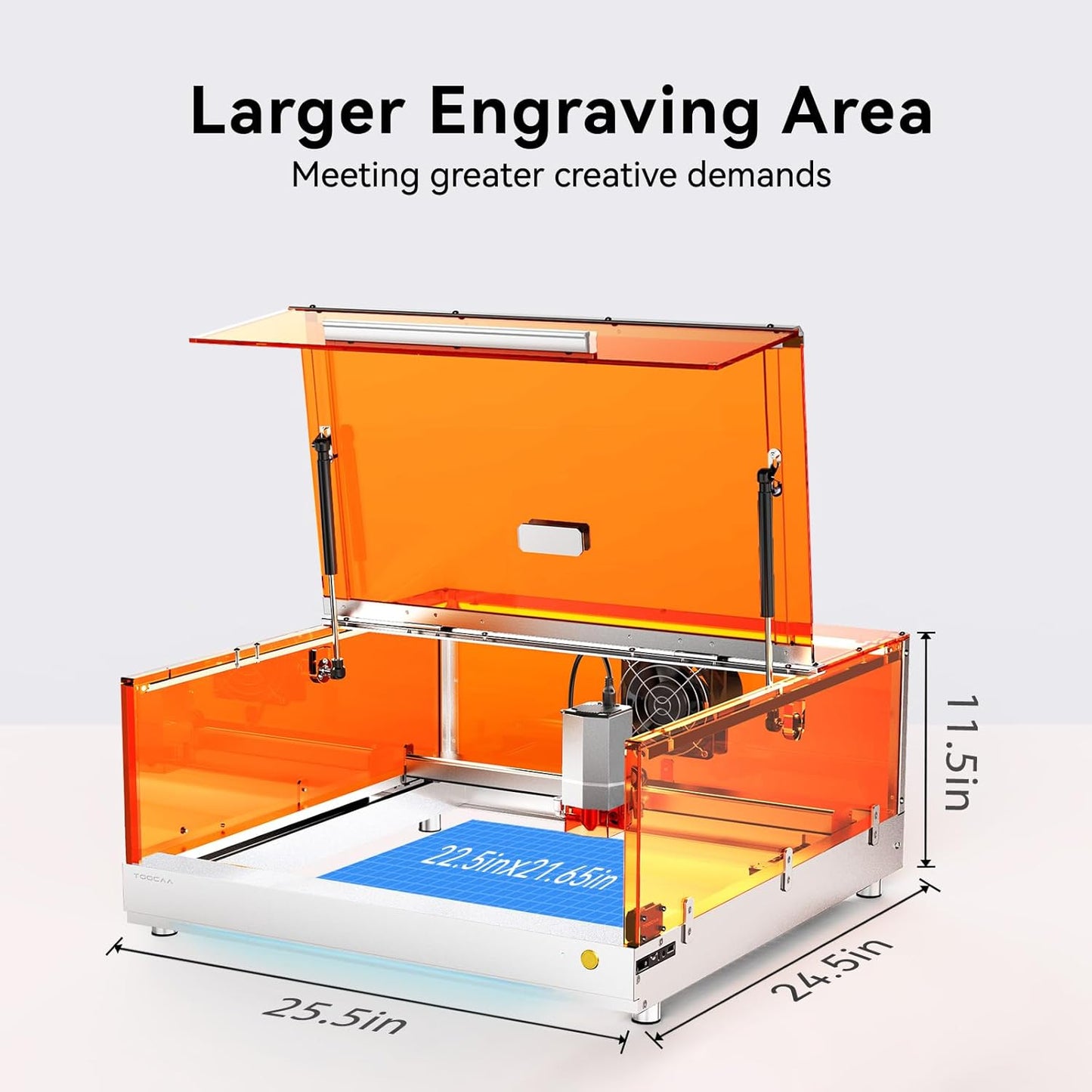 TOOCAA 20W Laser Engraver with Air Assist, No-Charge Software, Laser Cutter and Engraver Machine with Enclosure,Status Atmosphere Light for Tumblers Wood Metal Acrylic