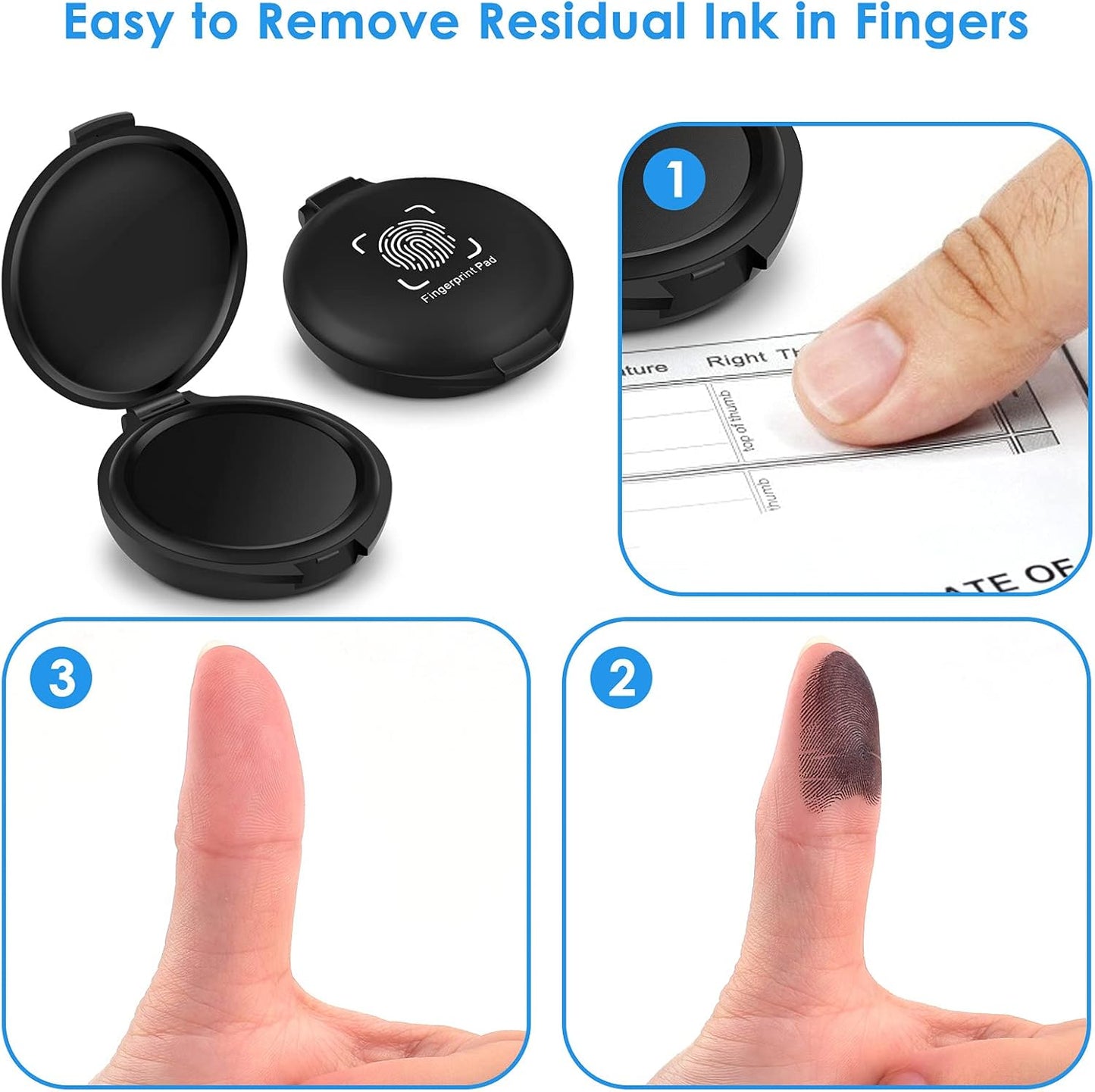 ERKOON 6 Pack Fingerprint Ink Pads, Thumbprint Ink Pad for Notary Supplies Identification Security ID Fingerprint Cards Fingerprint Black