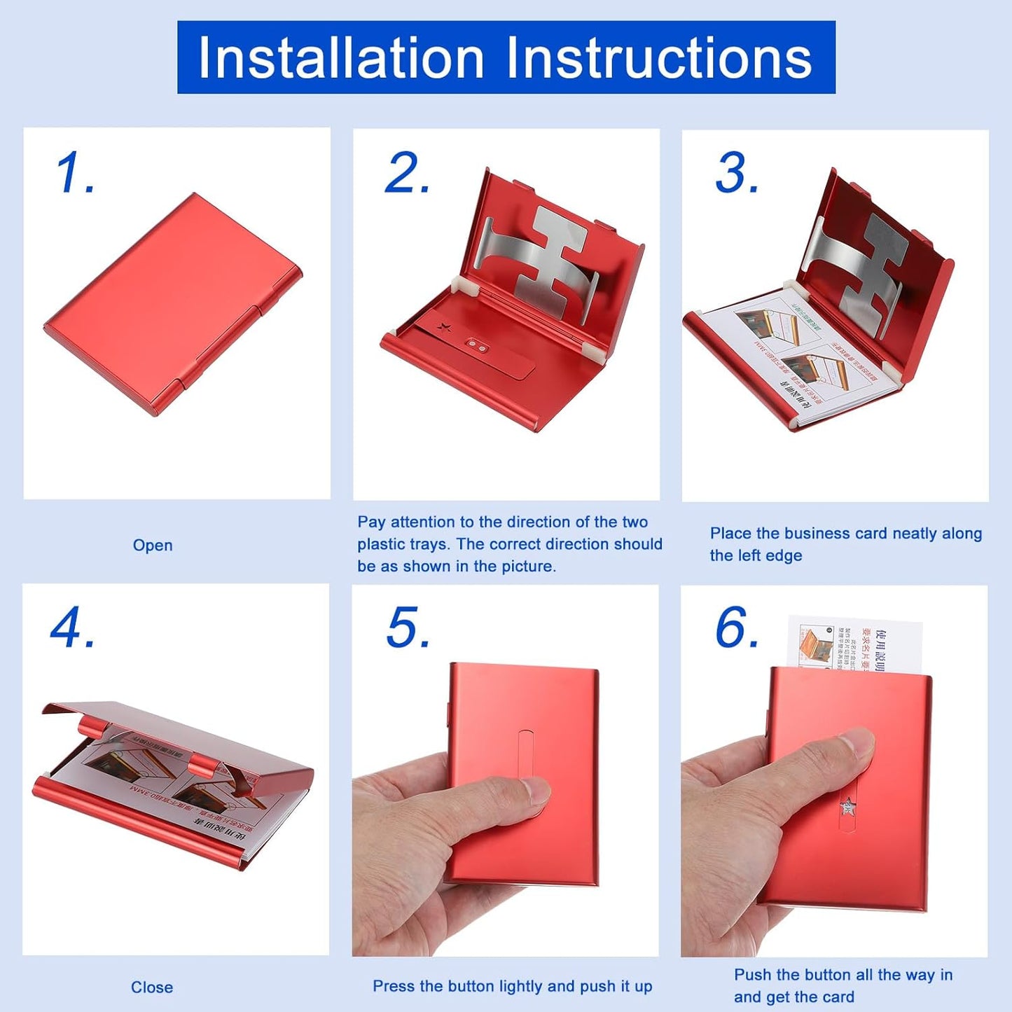 PATIKIL 2 Pcs Business Card Holder, Thumb Drive Business Card Holder Portable Business Card Holders Alloy Slide Out Card Case for Business Meeting, Gold