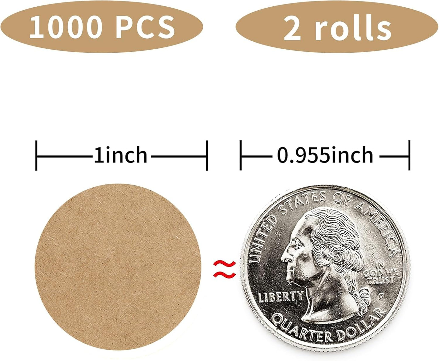 1 Inch Round Color Coding Labels, Brown Garage Sale Price Stickers, Permanent Adhesive Dots with Perforation Line- Kraft/ 1000Pcs