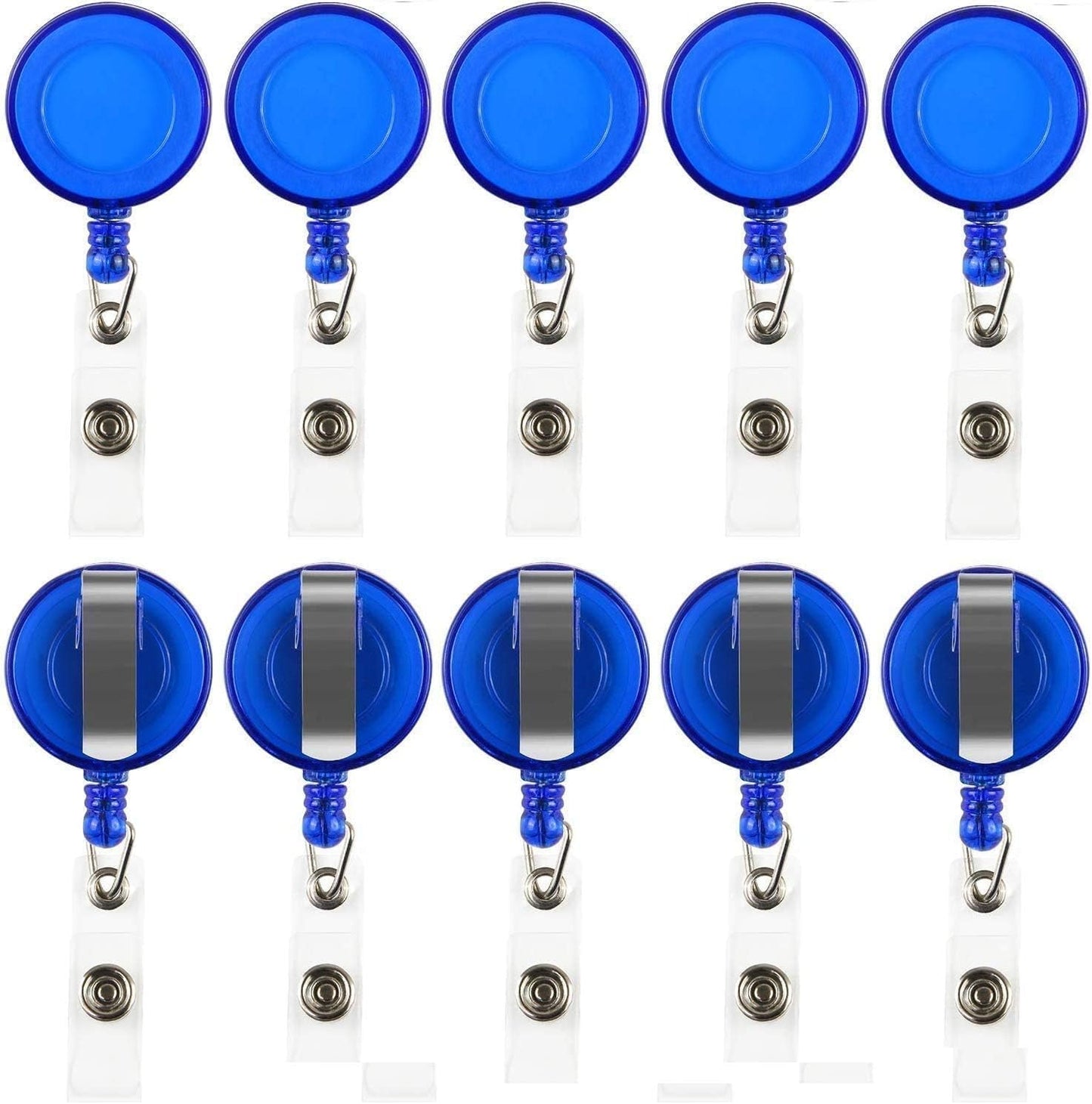 JANYUN 30 Pcs Blue Retractable Badge Reels Badge Holders Reels Clip for ID Badge Holders