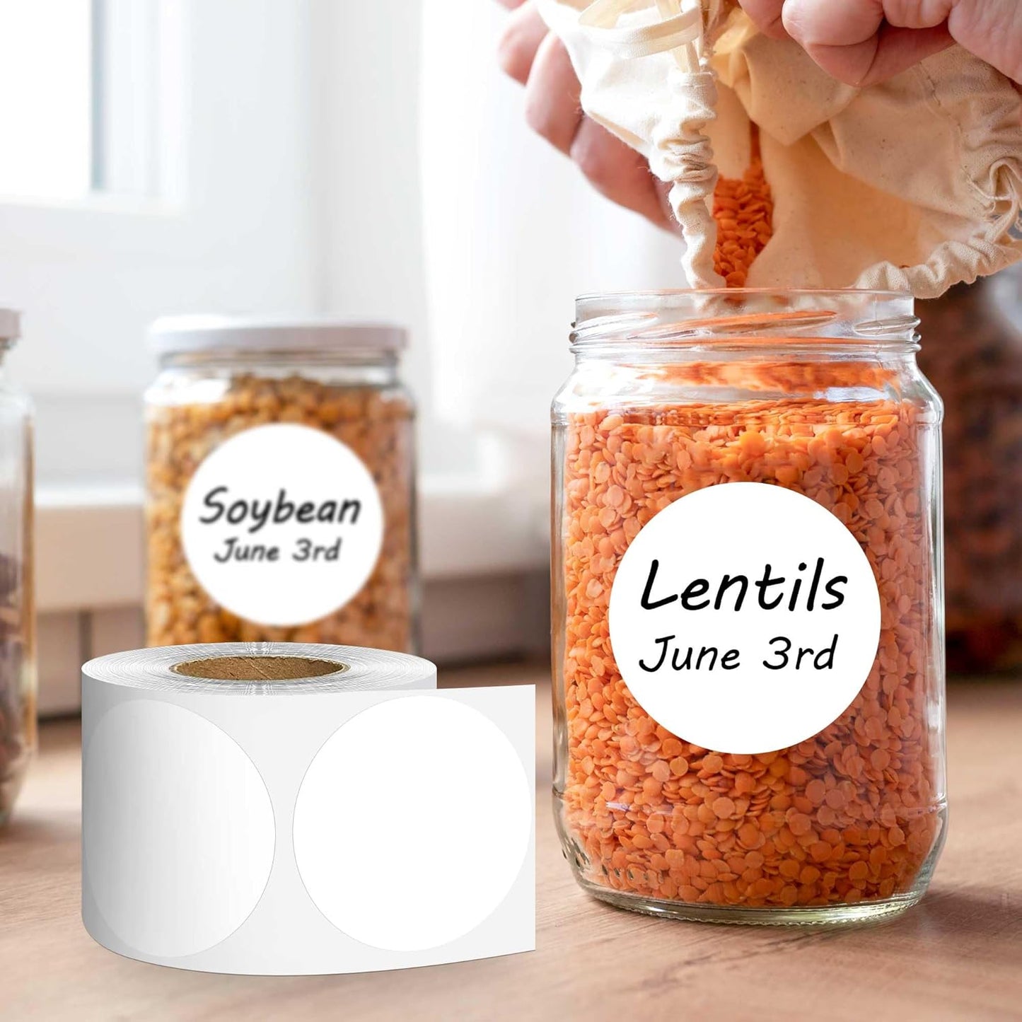 PARLAIM 2 inch Round Color-Code Dot Sticker Labels, 4 Rolls 2000 Adhesive Label Pack in Dispenser Box, White