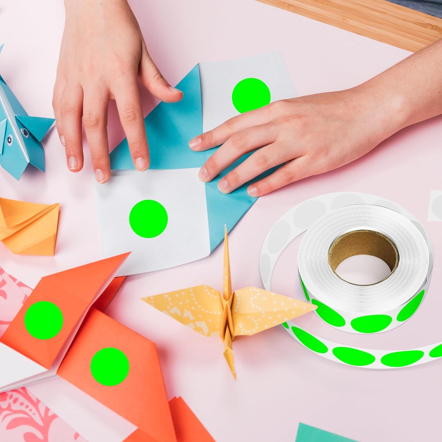 1 Inch Round Color Coding Labels, 1000 Dots Per Roll Fluorescent Green Color Coded Dot Stickers, Round Color Dot Labels for Organizing, Filing, and Storage