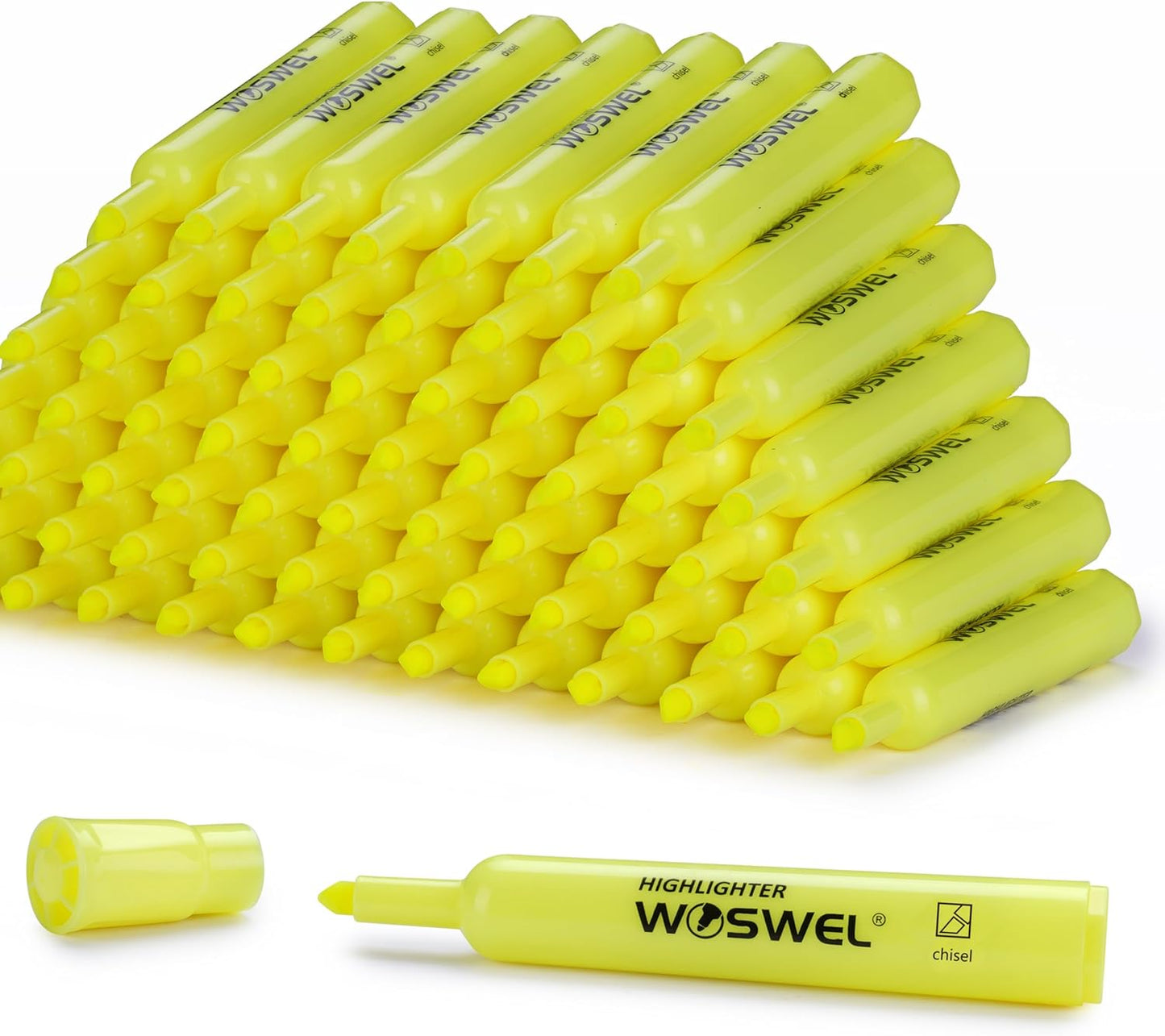 Highlighters Bulk, 108 Pack Tank Style Highlighters Set, Fluorescent Yellow, Chisel Tip Highlighter Markers Bulk for Kid and Adult Coloring, Highlighting as School Supplies