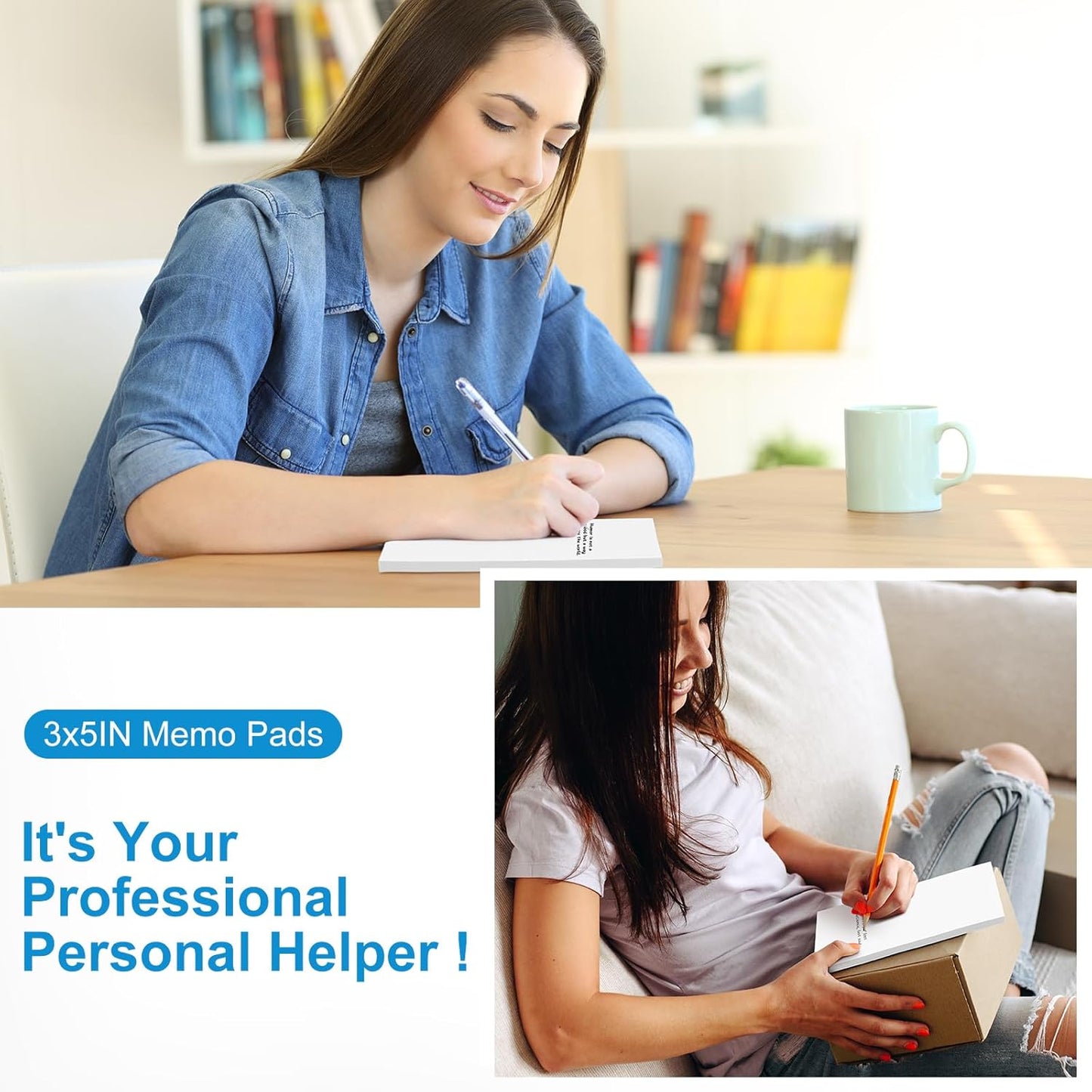 Fainne 3 x 5 Inch Paper Note Pads White Memo Pad Blank Writing Memo Scratch Paper for Waitress Waiter Book to Do Grocery List Small Notebook Restaurant Checkbook, White(90 Pack)