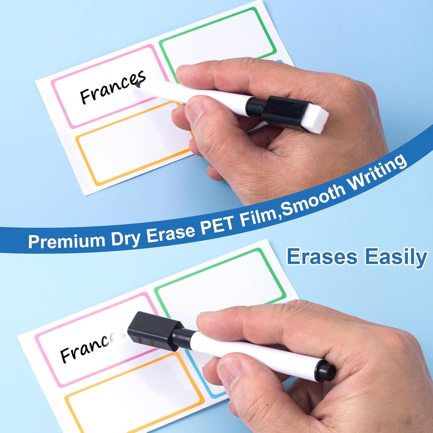 120 Pcs Dry Erase Labels Stickers, 1.18×2.36'' Reusable Waterproof Notebook Labels, Sticky Labels to Write on, Dry Erase Stickers Label for for Food Containers, Kitchen, Office (Multicolor)