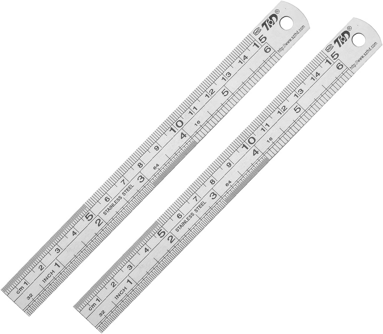 ZZTX Metal Straight Edge Ruler Set - Stainless Steel, 6 Inch, Bulk 2 Pack