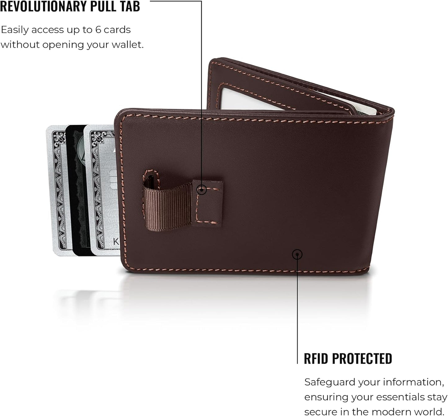 Kings Loot Wallet for Men | Customized Minimalist Slim RFID Blocking Leather Design with Cash Pocket & Card Pull Strap | Holds 1-15 Cards | Stylish & Durable Wallets