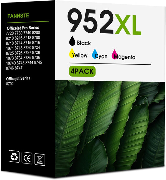 952XL 952 XL Ink Cartridges Combo Pack for HP 952 XL Compatible for HP952 with OfficeJet pro 8710 8720 7740 8725 8210 8715 8702 8740 7720 8730 8216 8700 Printers(Black Cyan Magenta Yellow 4 Pack)