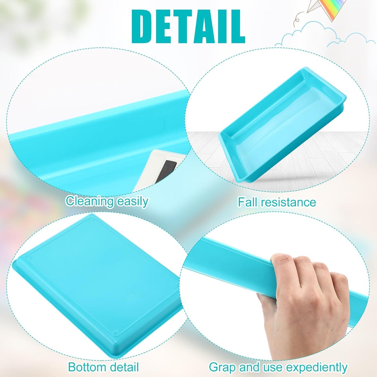 Maitys 15 Pcs Flat Plastic Trays 16.1 x 11.8'' Sensory Storage Tray Paper Stackable Classroom Bins for Office Home Organizer Arts and Crafts Supplies(Mint Green)