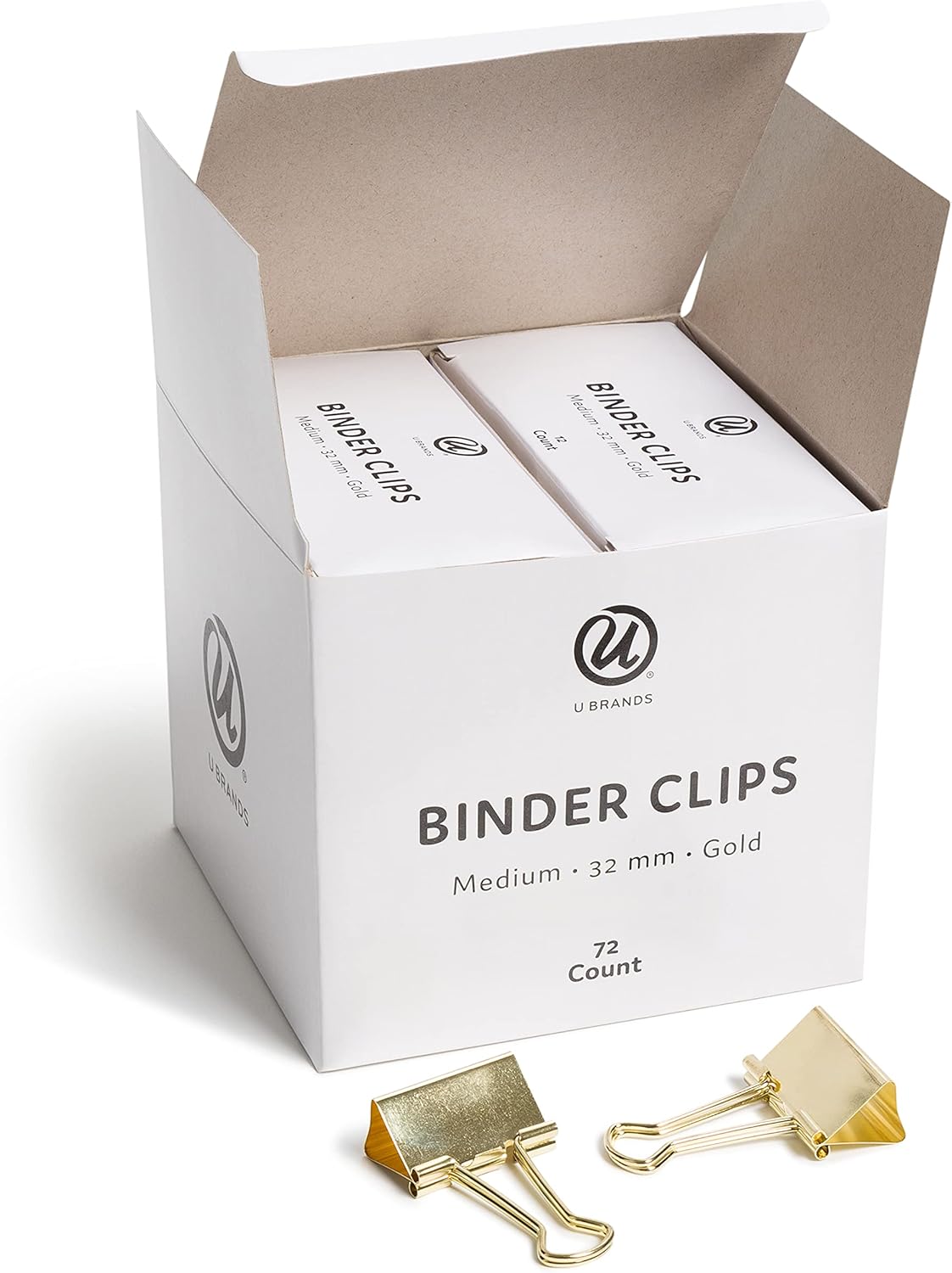 U Brands Binder Clips, Medium (32mm), Gold, 72 Count