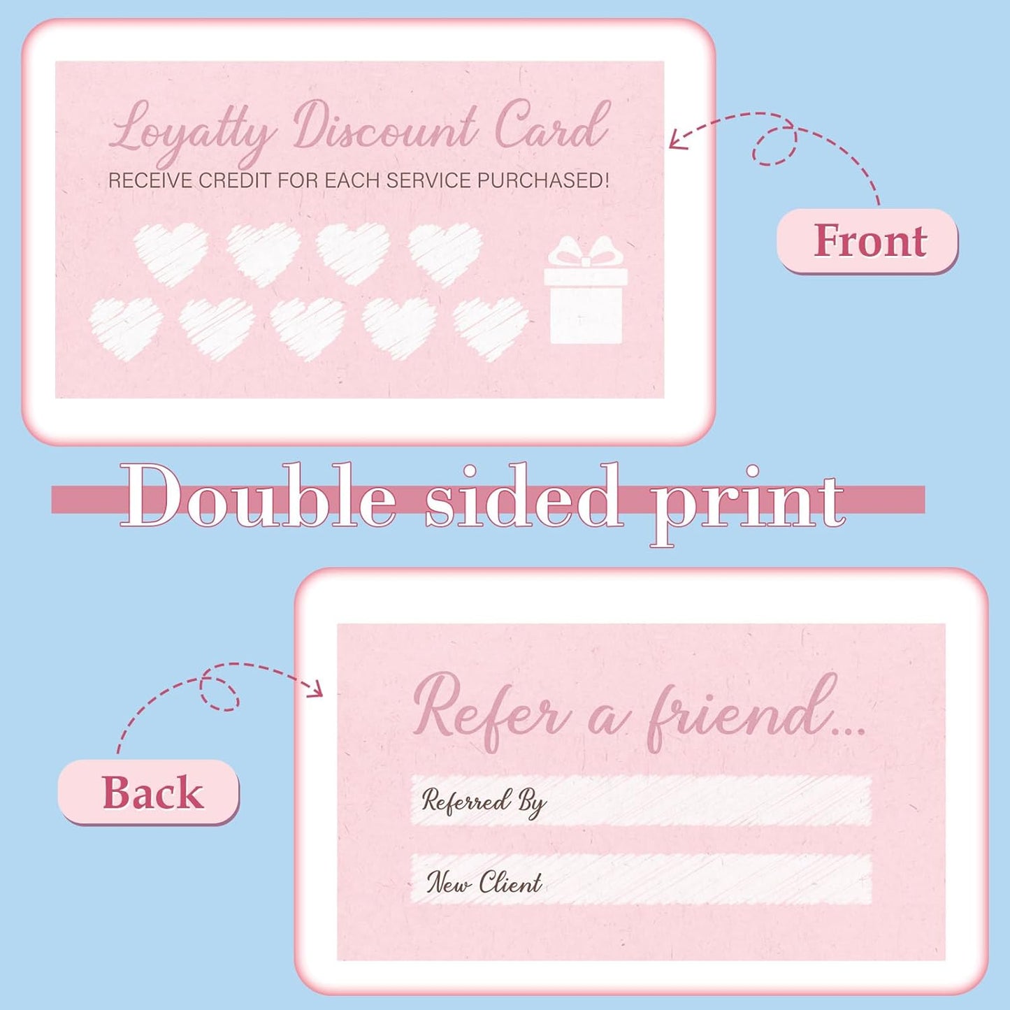 Seajan 200 Pcs Referral and Loyalty Discount Card 3.5 x 2 Inch Punch Cards, Double Sided Loyalty Cards for Small Business Reward Awards for Behavior, 4 Style