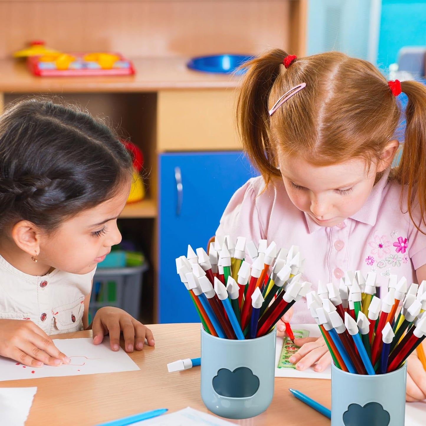 Crtiin 1000 Pcs Pencil Top Erasers Bulk Caps for Pencils Chisel Shape Erasers Toppers Classroom Party Favors Games Prizes Funny Pencil Eraser Cap for Kids Studying Supplies Home Office(White)