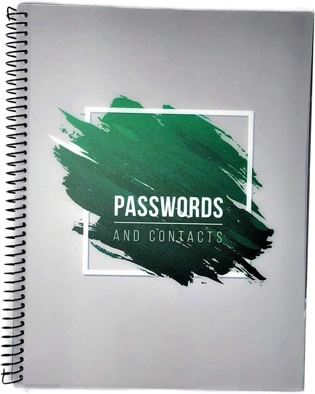 RE-FOCUS Password Book with Alphabetical Tabs 10"x7.5" Spiral Bound Credentials keeper Saves All Internet Login Details (Green)