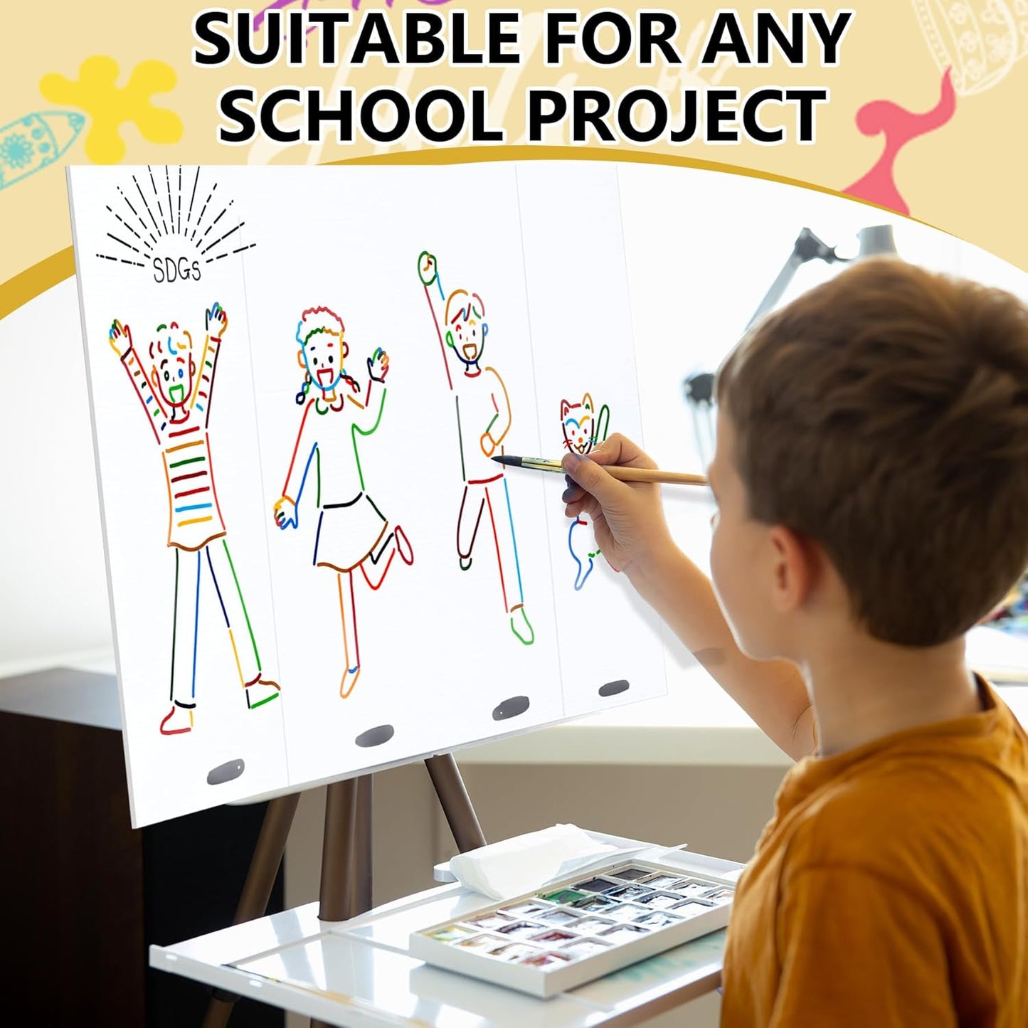 HAUTOCO 4 Pcs Medium Trifold Poster Board 26 x 15.74 inches Tri Fold Presentation Boards White Corrugated Project Boards for Science Fair, School Project, Event Displays, Business