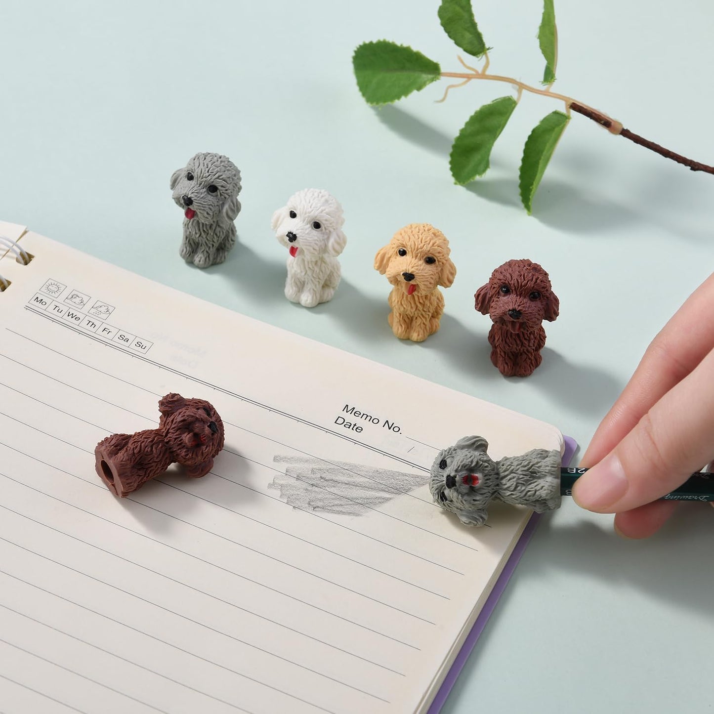 20 Pack Teddy Dog Pencil Top Erasers for Kids, 3D Animal Erasers for Boys and Girls, Fun Take Apart Erasers for School Supplies Prize Gifts Party Favors