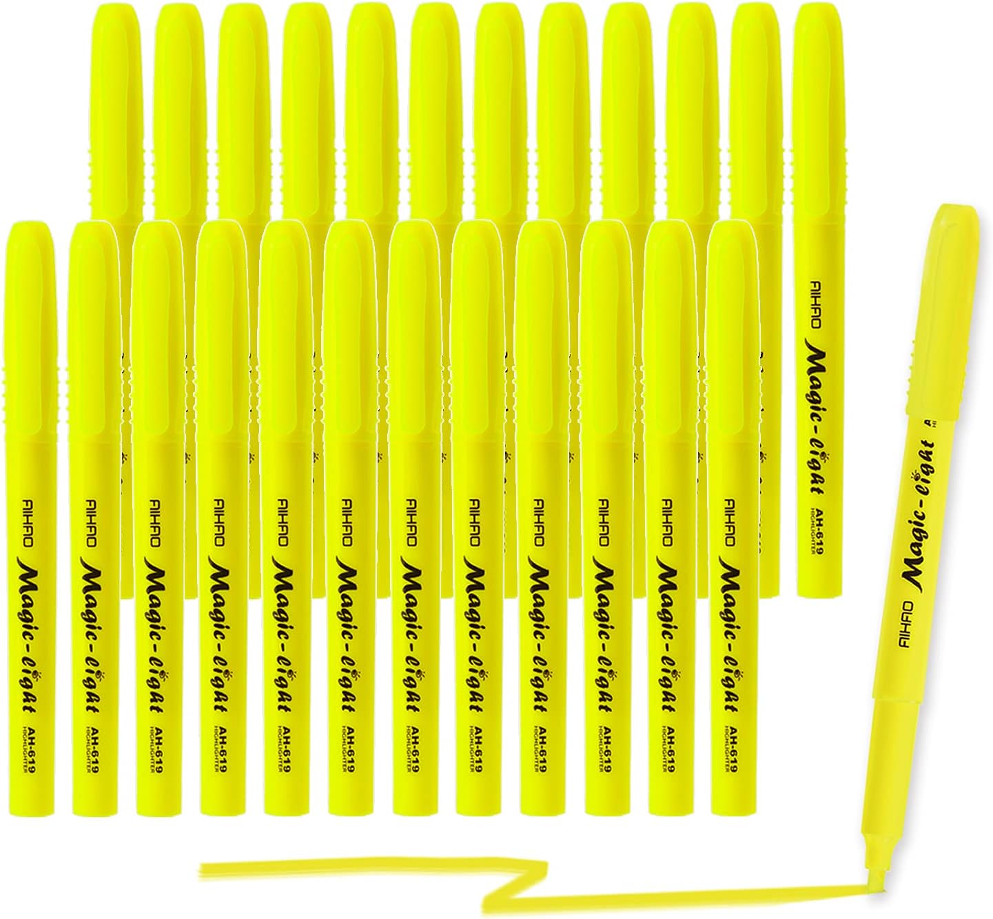AIHAO Yellow Highlighters Markers, Chisel Tip Highlighter Pens, Pocket-Style, Fluorescent Yellow, 24 Pack