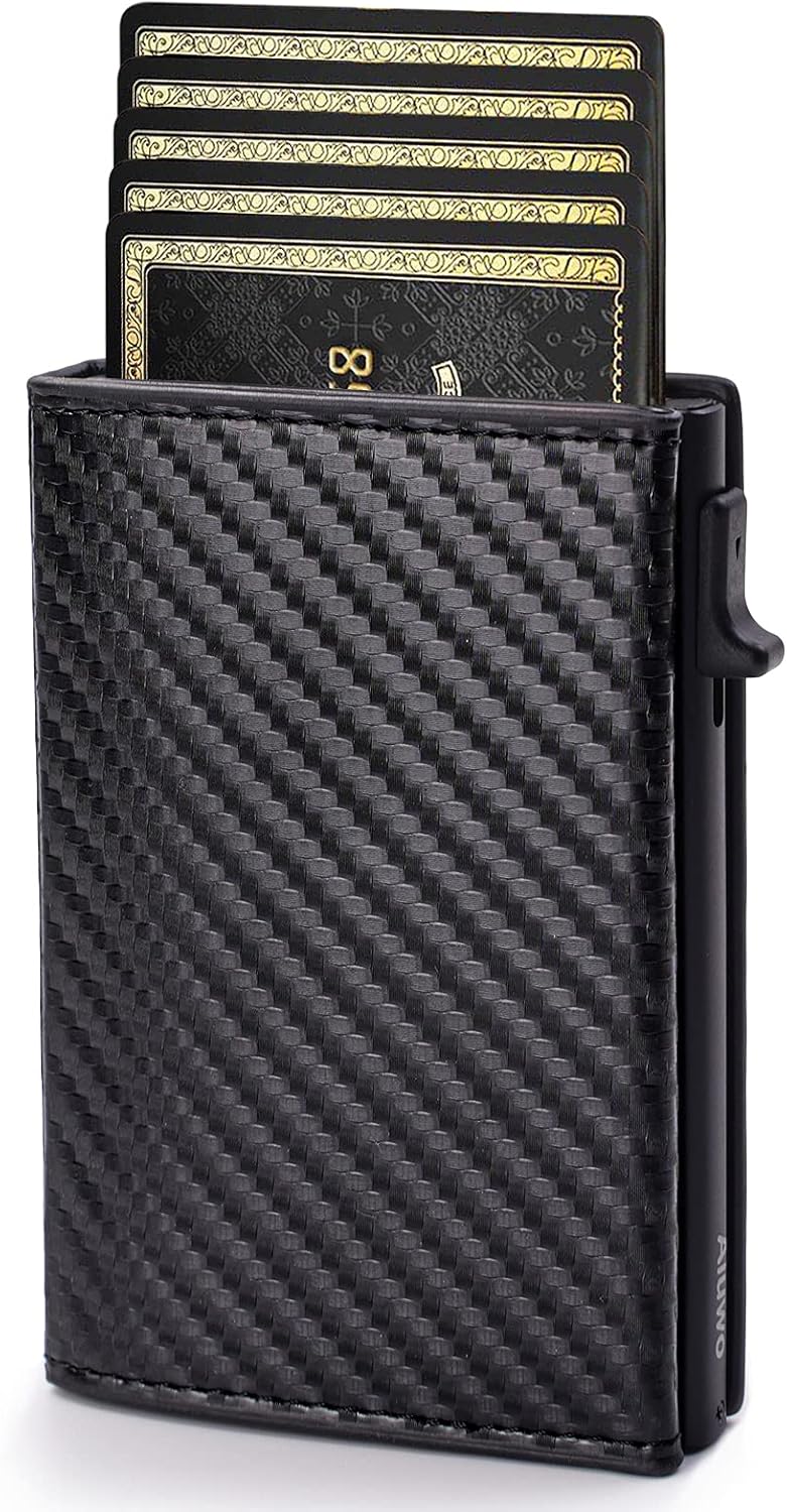 Aiuwo Wallet for Men,Mens Wallet Card Holder,Smart,Slim,Minimalist Wallet,Credit Cards Holder RFID Blocking Wallet (Card Wallet, Carbon Fiber)