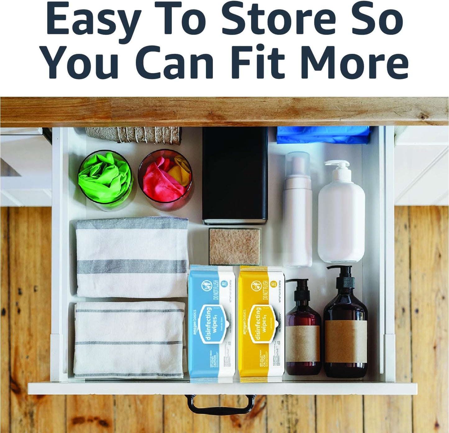 Amazon Basics Disinfecting Wipes, Lemon & Fresh Air Scent, Sanitizes/Cleans/Disinfects/Deodorizes, 320 Count (4 Packs of 80)