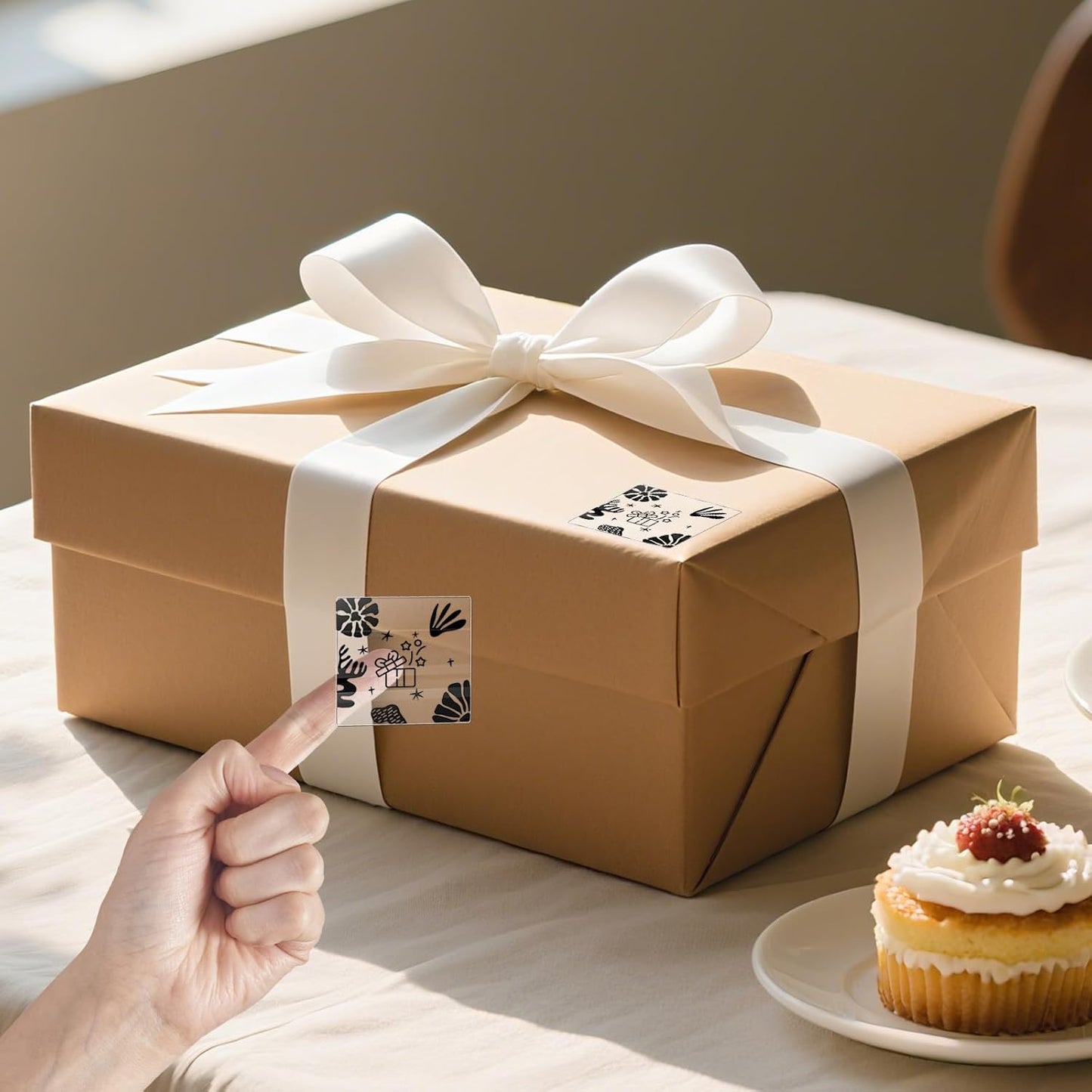 Clear Thermal Labels Rectangle Vinyl 2 x 2 Inch Transparent Direct Printer Stickers Label Square Self Adhesive Waterproof Decals Roll for Home Office Business QR Code Seal DIY Logo 300 PCS