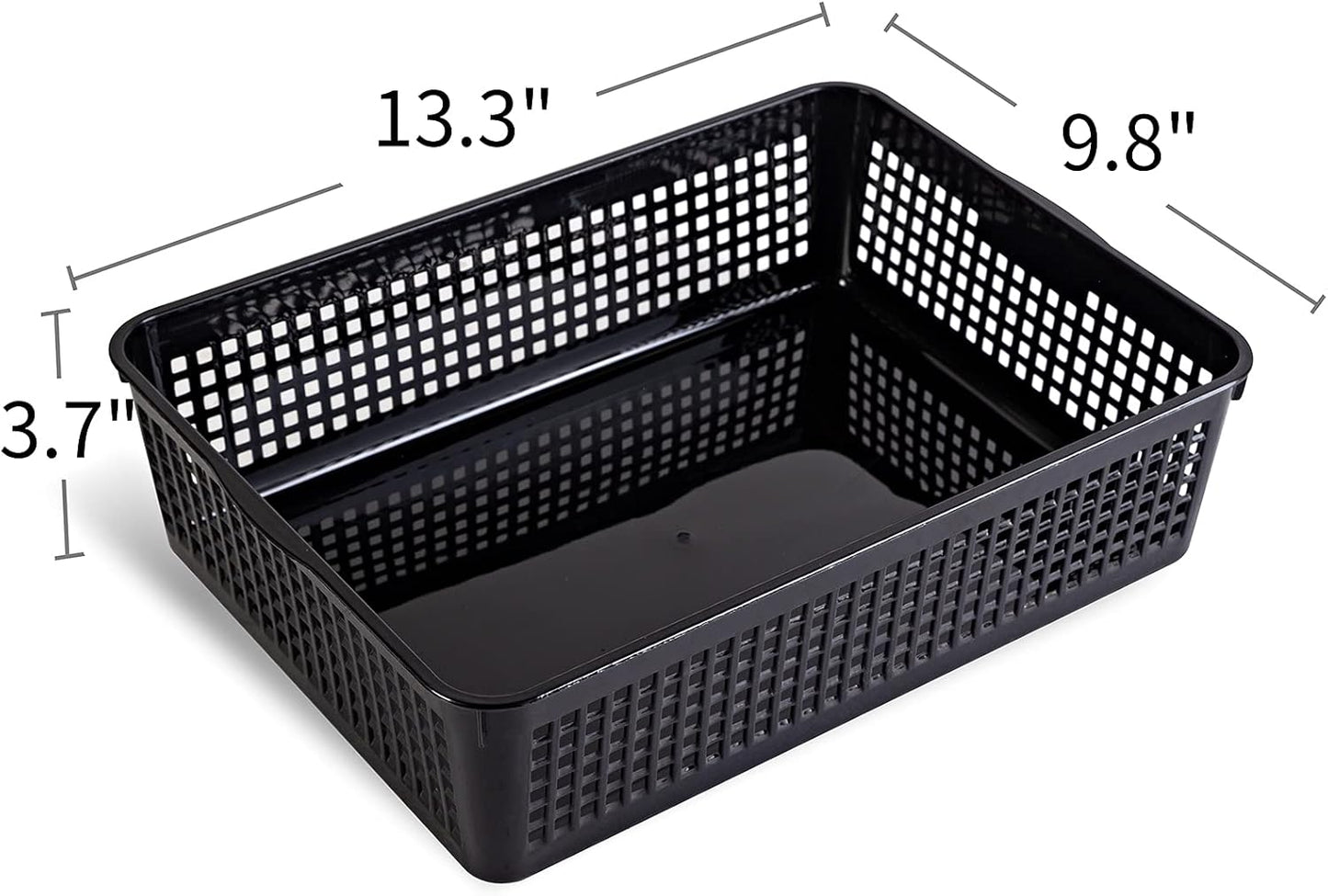 A4 Size Plastic Storage Basket,Desktop File Paper Letter Organizer Tray, 6-Packs (White+Black)
