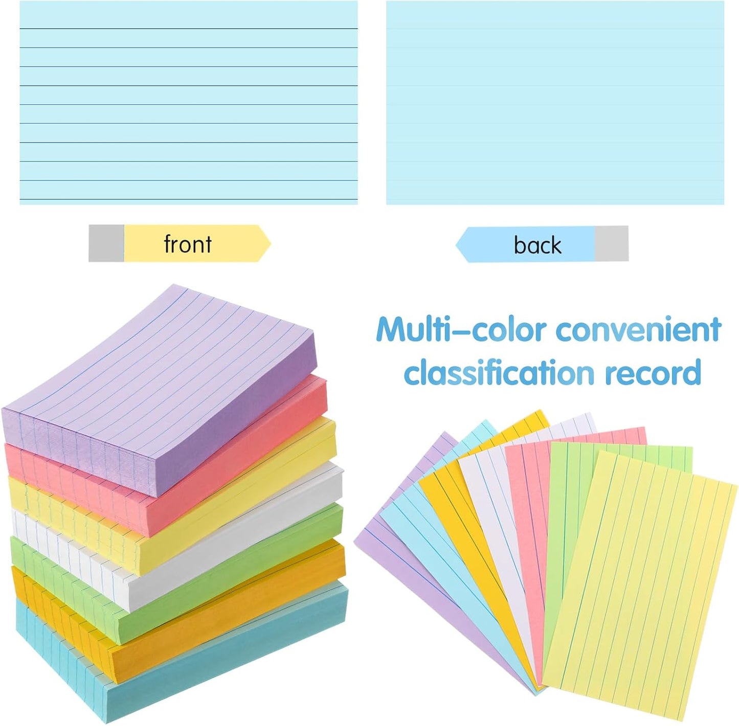 Fainne 2100 Pcs Colored Index Cards Bulk Neon Ruled Note Cards with Lines for Studying Rainbow Pad Index Notecards for Studying School Supply College Office(4 x 6 Inch,Light Color)