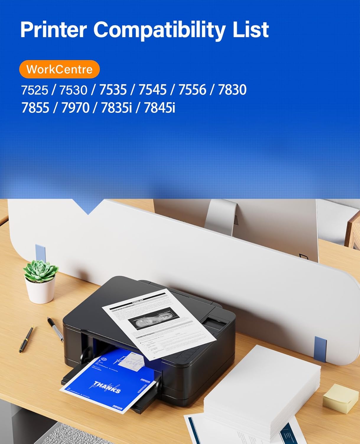 7525 Toner Cartridge Set 4-Pack High-Yield Replacement for Xerox 006R01513 006R01514 006R01515 006R01516 Compatible for Xerox Workcentre 7525 7530 7535 7545 7556 7830 7855 7970 7835i 7845i Printer Ink