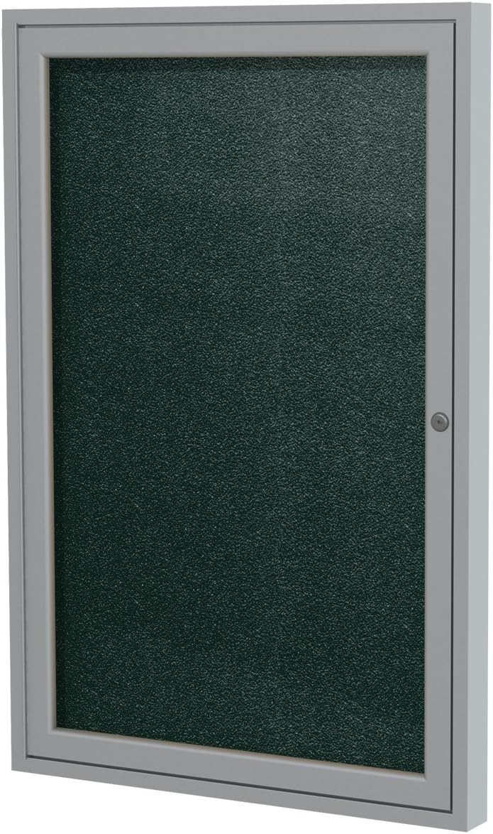 Ghent 36"x30" 1-Door Outdoor Enclosed Vinyl Bulletin Board, Shatter Resistant, with Lock, Satin Aluminum Frame - Ebony (PA13630VX-183), Made in the USA