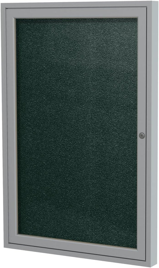 Ghent 36"x30" 1-Door Outdoor Enclosed Vinyl Bulletin Board, Shatter Resistant, with Lock, Satin Aluminum Frame - Ebony (PA13630VX-183), Made in the USA