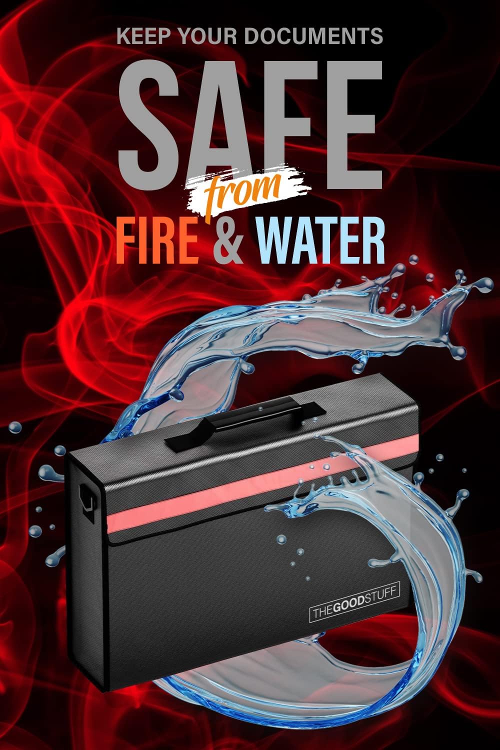 The Good Stuff Fireproof Document Box for Legal Documents, Passports, Cash, and Contracts, 5" x 11" 3.5" / 2000℉ Protect Your Notebooks, Binders, Folders, and Contracts