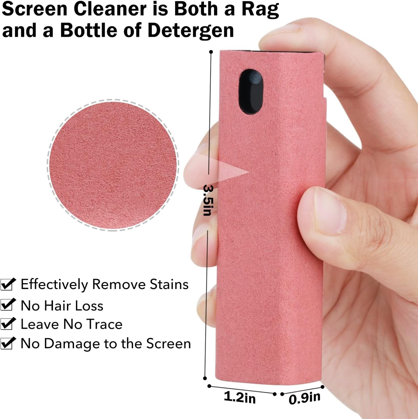 3 Pcs Fingerprint Proof Screen Cleaner, 3 in 1Touchscreen Mist Cleaner Spray Wipe Screen Cleaner Soft Fiber Flannel, Safe for All Phones Glasses Tablet Laptop TV Watch Screens (Pink)