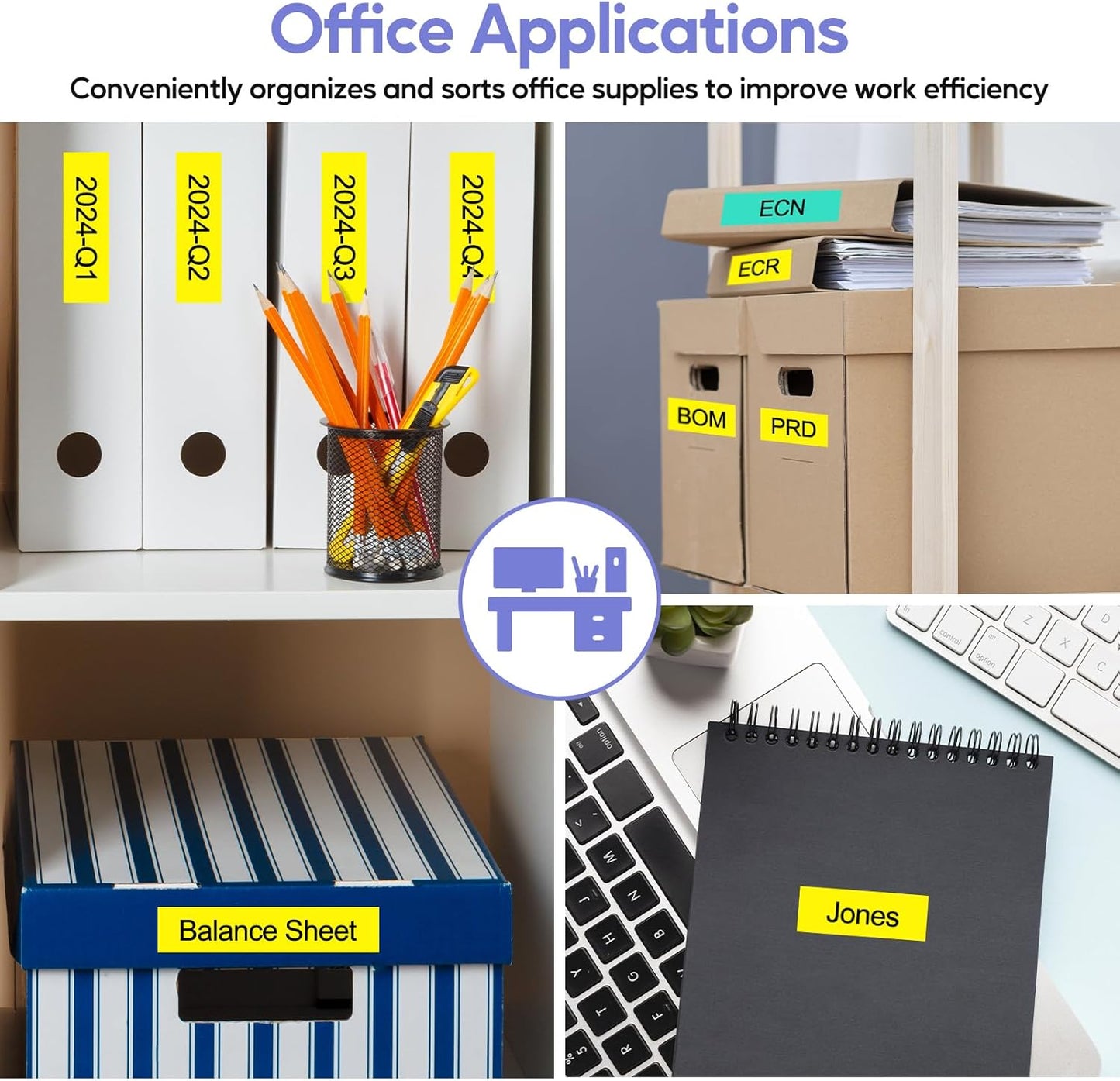 NineLeaf 4 Pack Compatible for Brother P-Touch M Label Tape MK621 M-K621 M621 Black on Yellow 3/8" (9mm) x 26.2ft (8m) Labeling Refill Cartridge Work in PT-45M PT-65 PT-70 PT-80 PT-M95 Label Maker