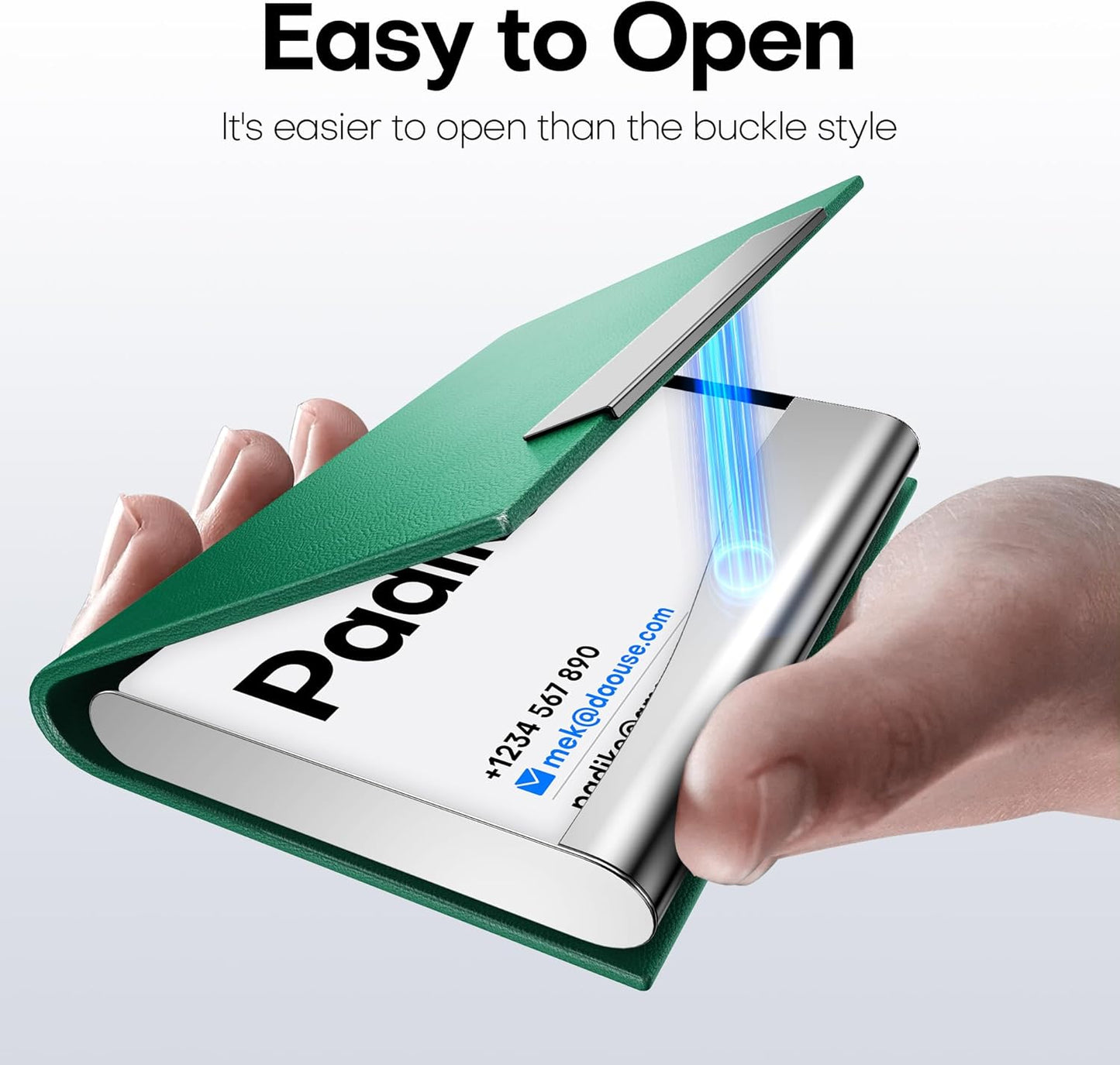 Padike Business Card Holder, Business Card Case Professional PU Leather & Stainless Steel Multi Card Case,Business Card Holder Wallet Credit Card ID Case/Holder for Men & Women. (U-Green)