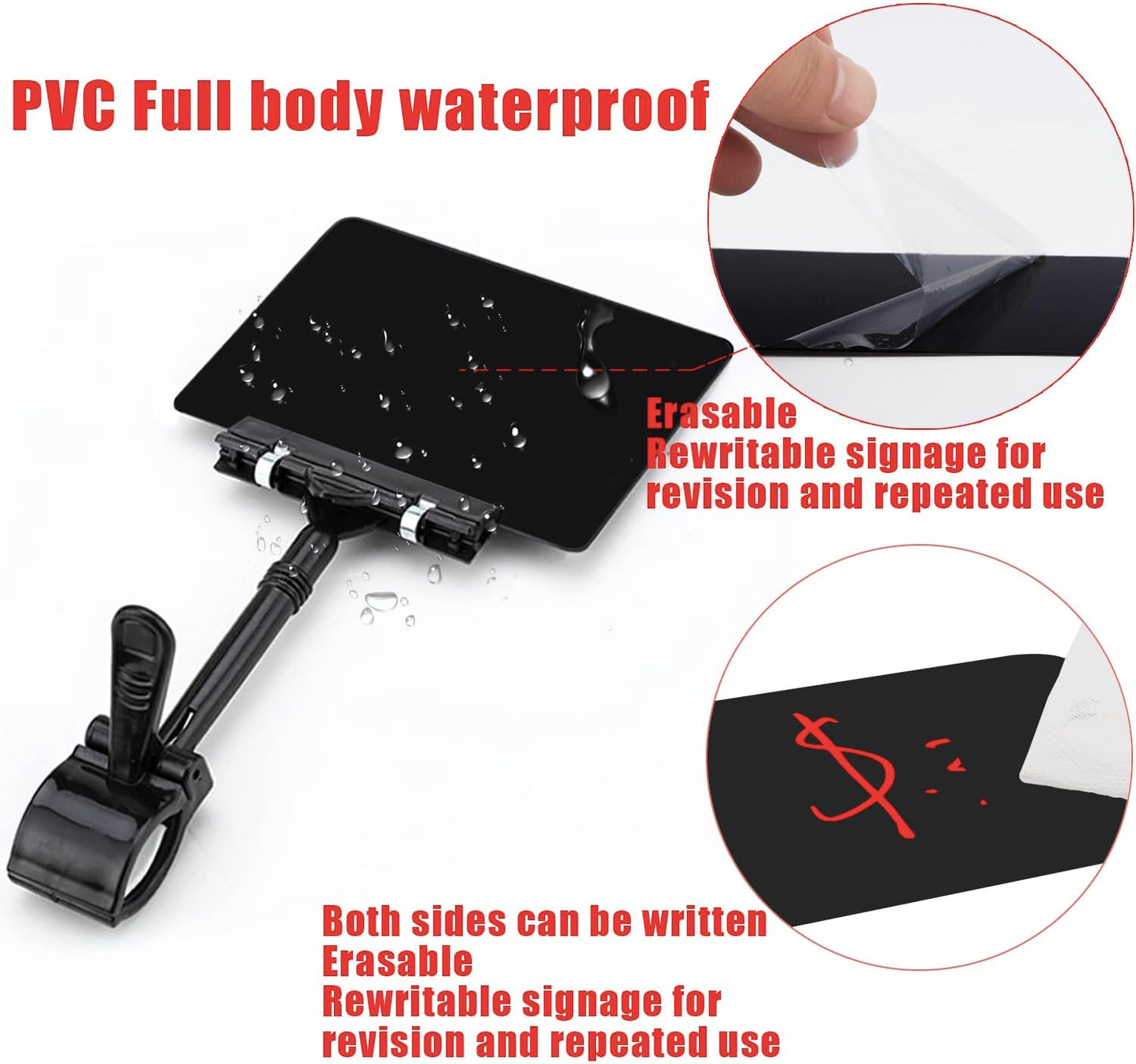 Coobbar Clip-On Sign Holder,20 Pack Merchandise Sign Clips Sign Holder Clips Pop Label Clips Retail Merchandise Rack Sign Double Display Clip Sign Holding Clamp,Price Tag Display (Black)