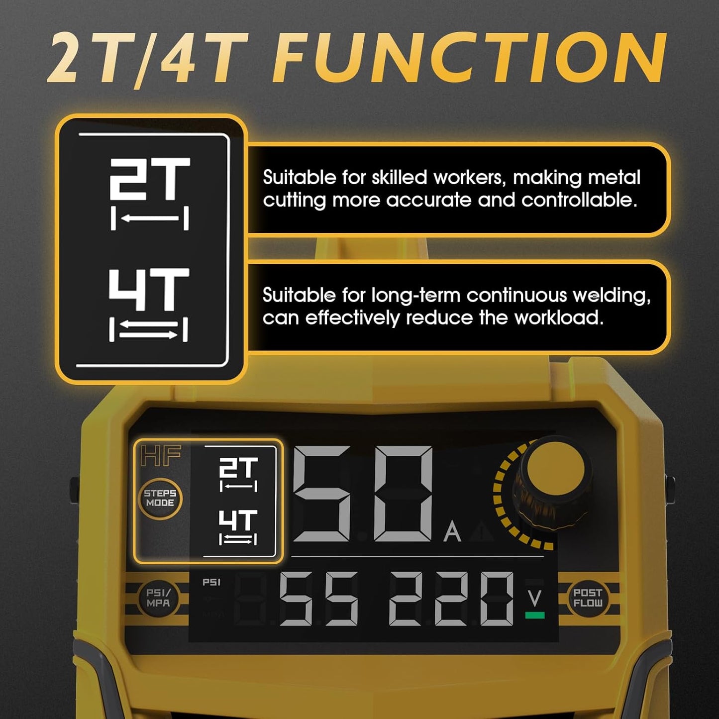 TOOLIOM 50A Non-Touch Pilot ARC Air Plasma Cutter Dual Voltage 110V/220V Metal Cutting Machine with Post/Flow Gas and 2T/4T, 1/2" Clean Cut