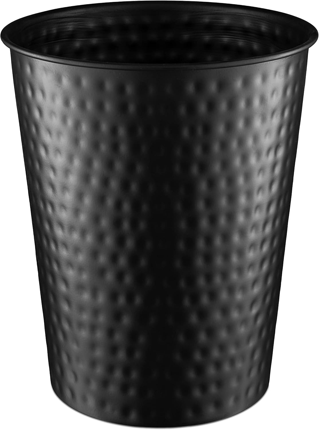 Monarch Abode Black Hand Hammered Metal Wastebasket for Home Office Bedroom, Decorative Waste Basket, Modern Bathroom Garbage Can, Durable & Decorative Trash Bin, Black Bathroom Trash Can