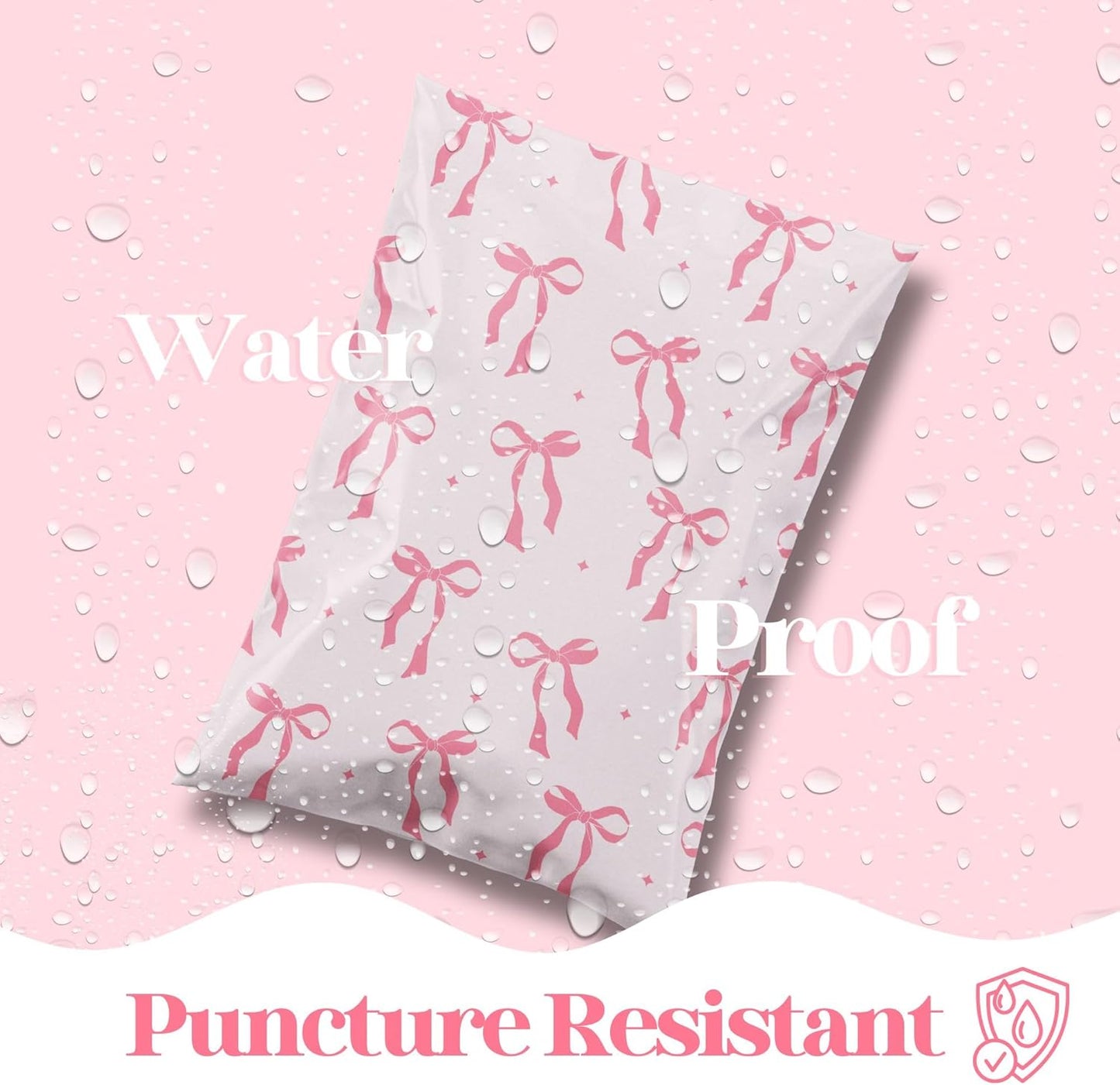6x9 Designer Poly Mailer 100 Pack Heavy Duty Waterproof Self Seal Shipping Bags for Small Business Large Mailing Envelopes Bulk Tear Resistant Cute Packaging Pink Bows Coquette