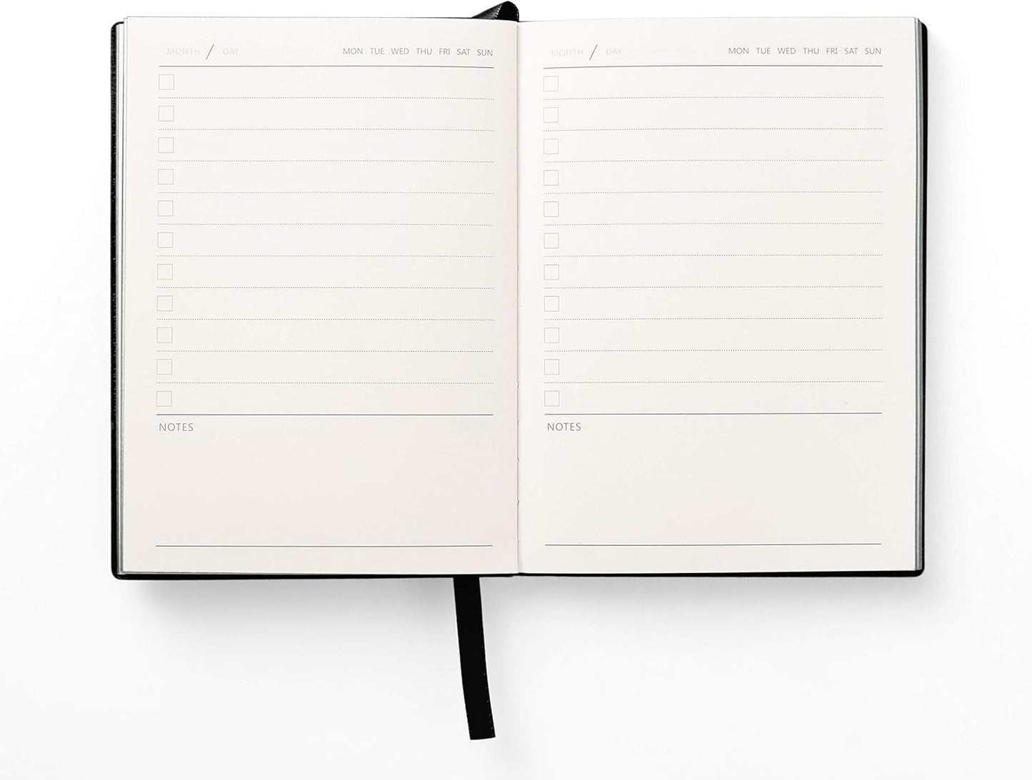 Daily to Do Checklist Notebook, Task Management, Organizer Planner, Hardcover, Ribbon Bookmark, 4.1 x 5.8”, A6 size,110 Sheets (Black)