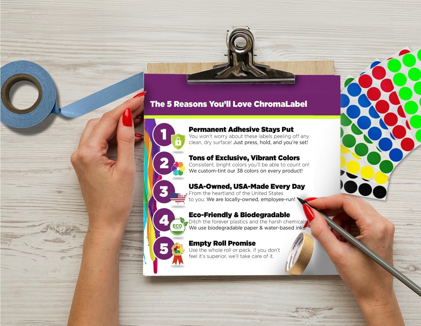 ChromaLabel 3 Inch Round Label Permanent Color Code Dot Stickers, 500 Labels per Roll, Lavender