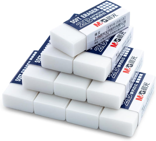M&G 24 Pack Erasers Pencil Erasers, 2B White Rubber Eraser Rectangular Bulk for Kids School Students Office, Art Erasers for Drawing